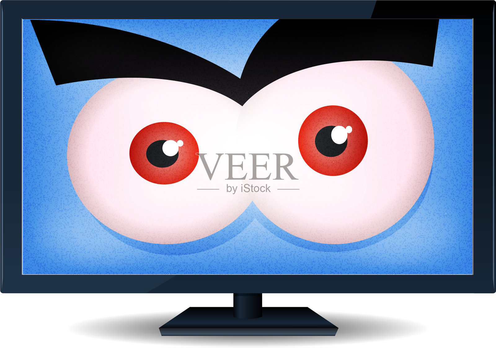 电视屏幕上的暴力插画图片素材