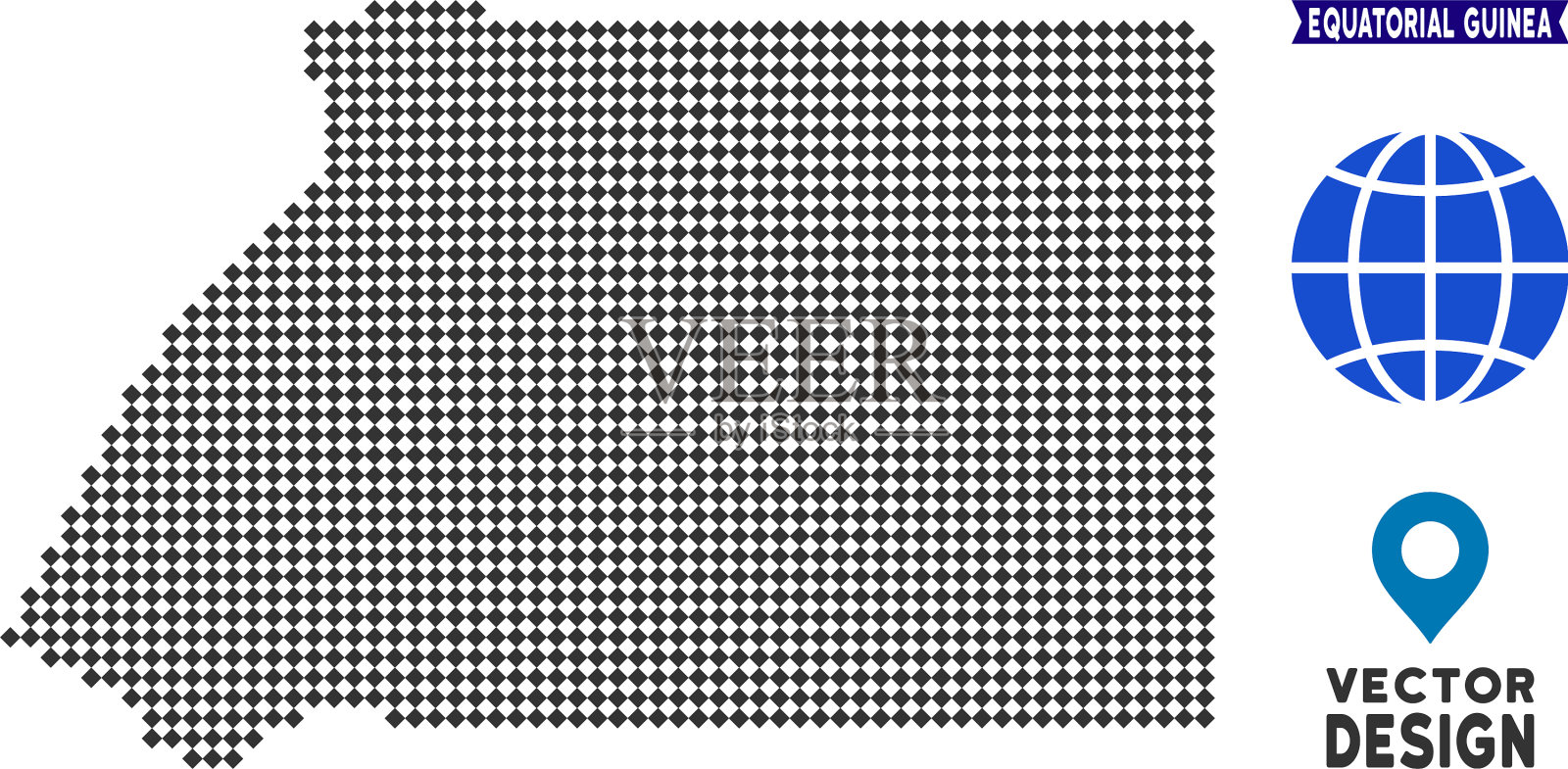 像素化的赤道几内亚地图插画图片素材