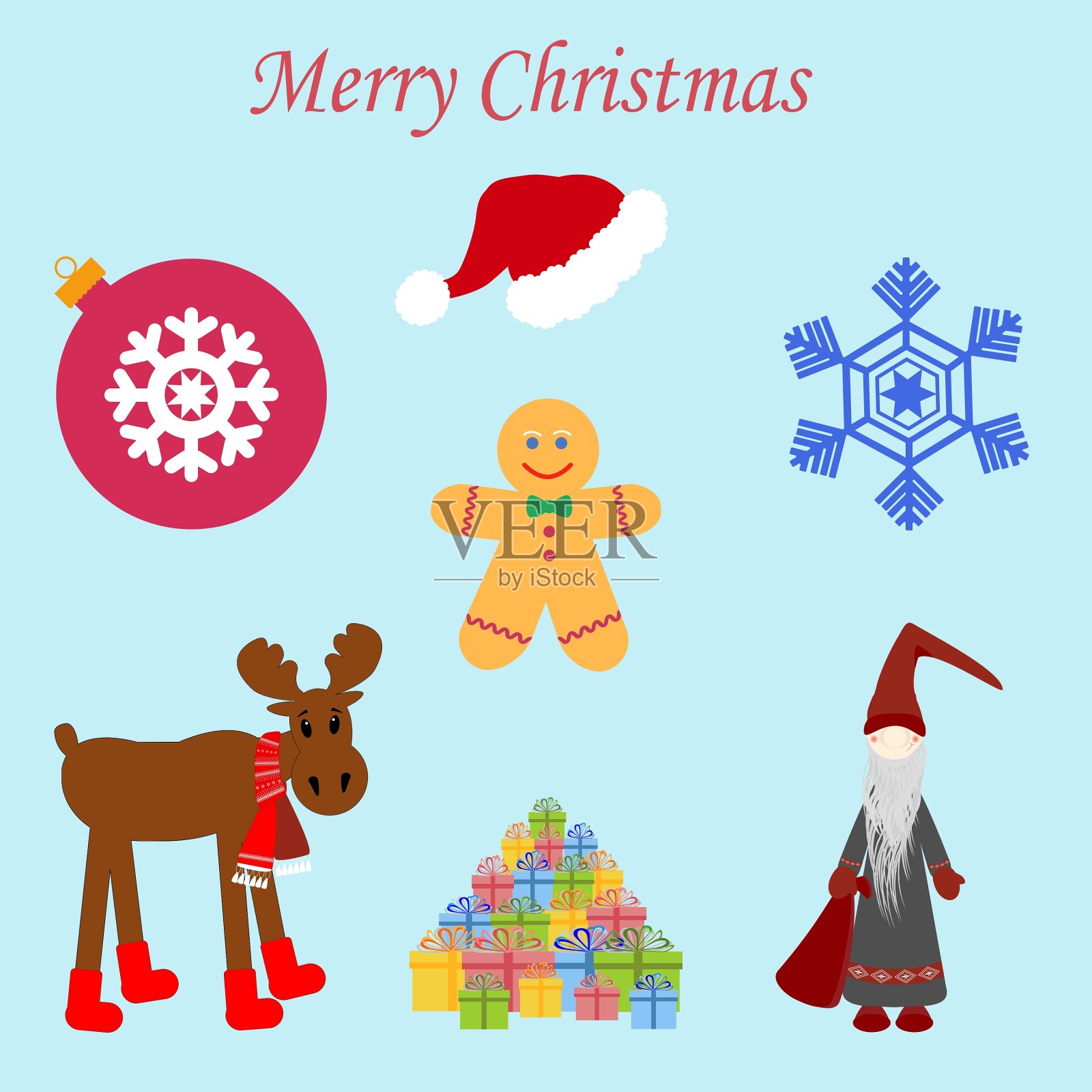 圣诞节设置插画图片素材