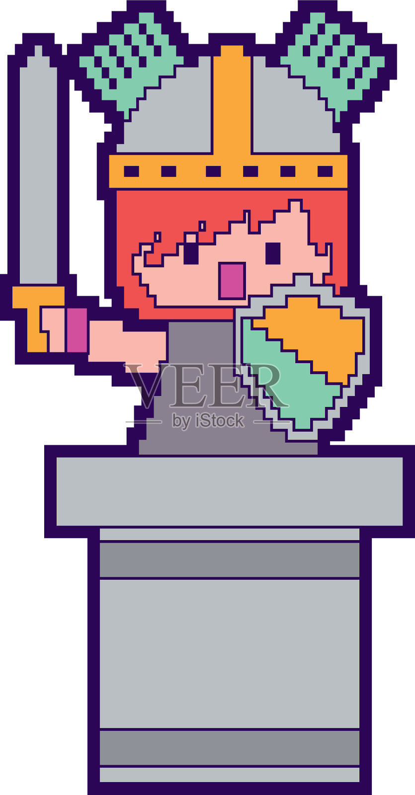 像素角色骑士游戏界面关卡设计元素图片