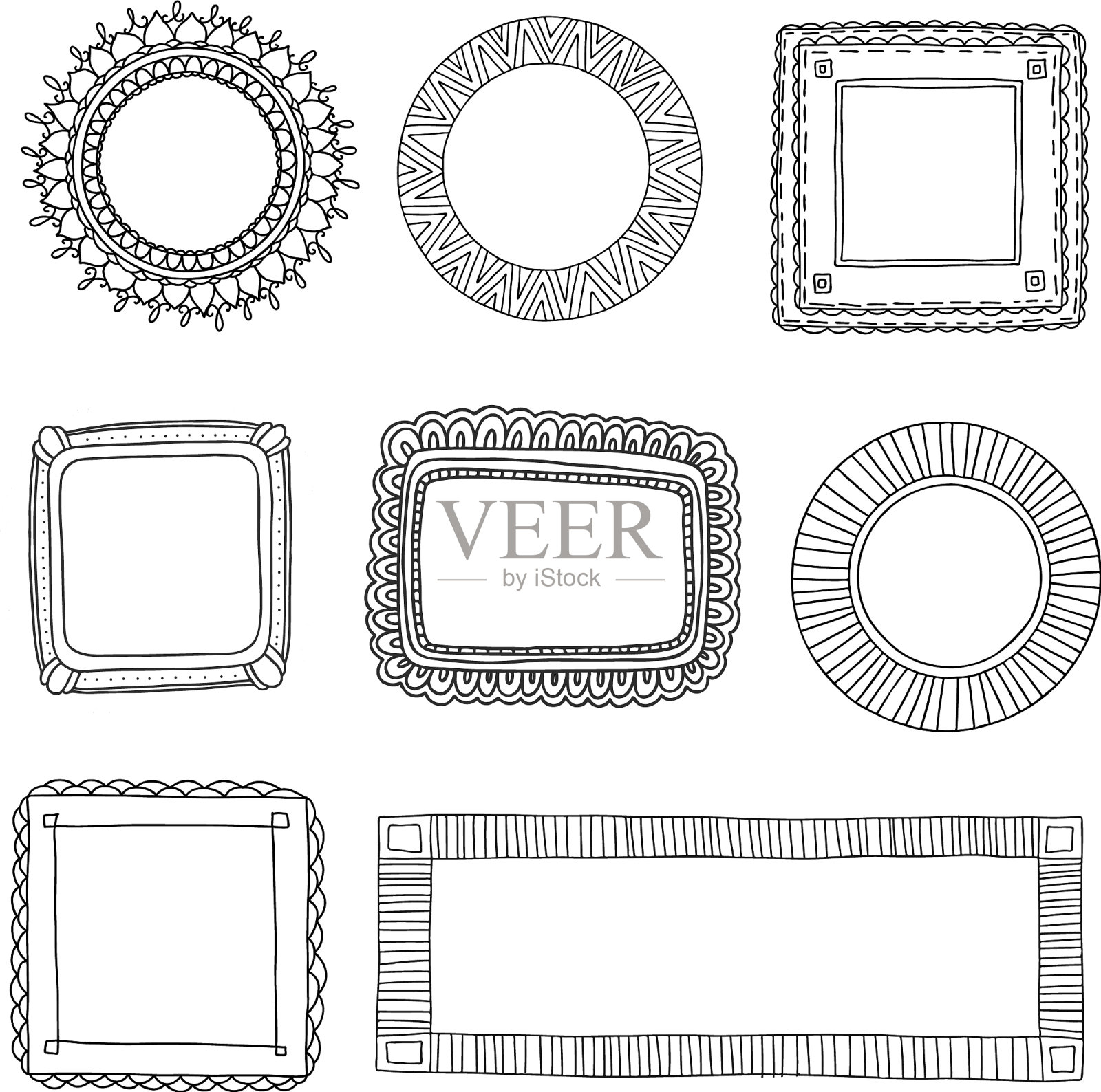 漂亮的模板手绘框架插画图片素材