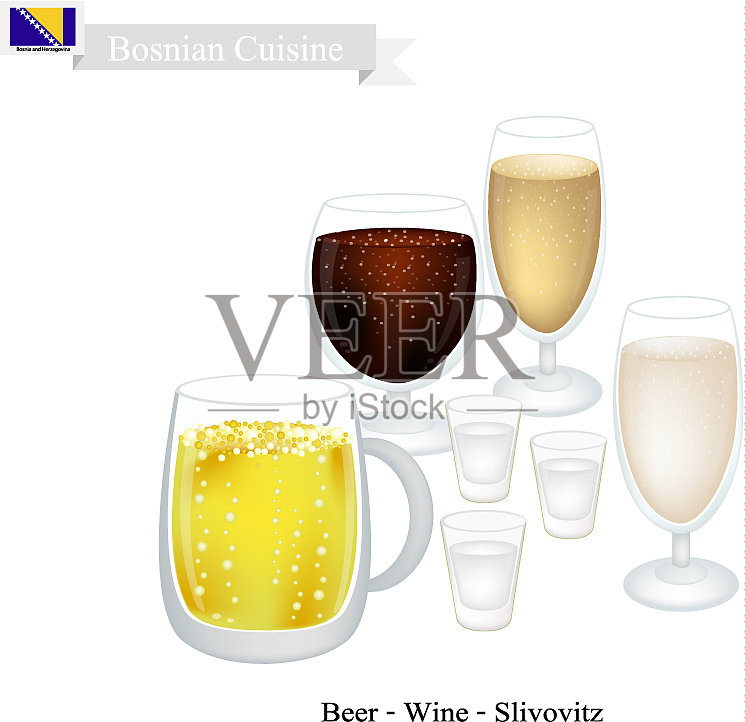 斯利沃维茨葡萄酒和啤酒在波士广受欢迎的饮料插画图片素材