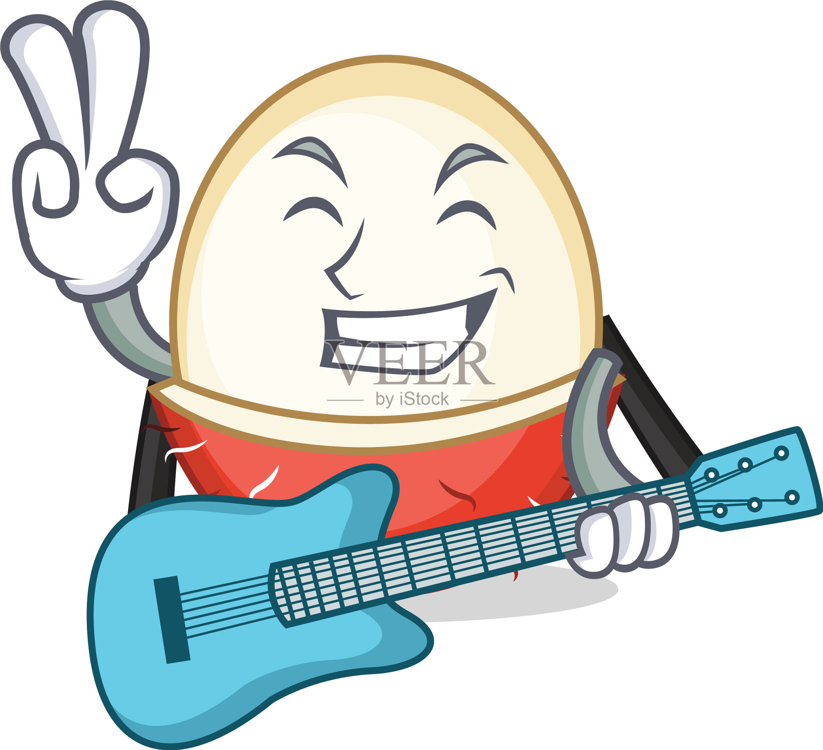 以吉它红毛丹为吉祥物卡通风格设计元素图片