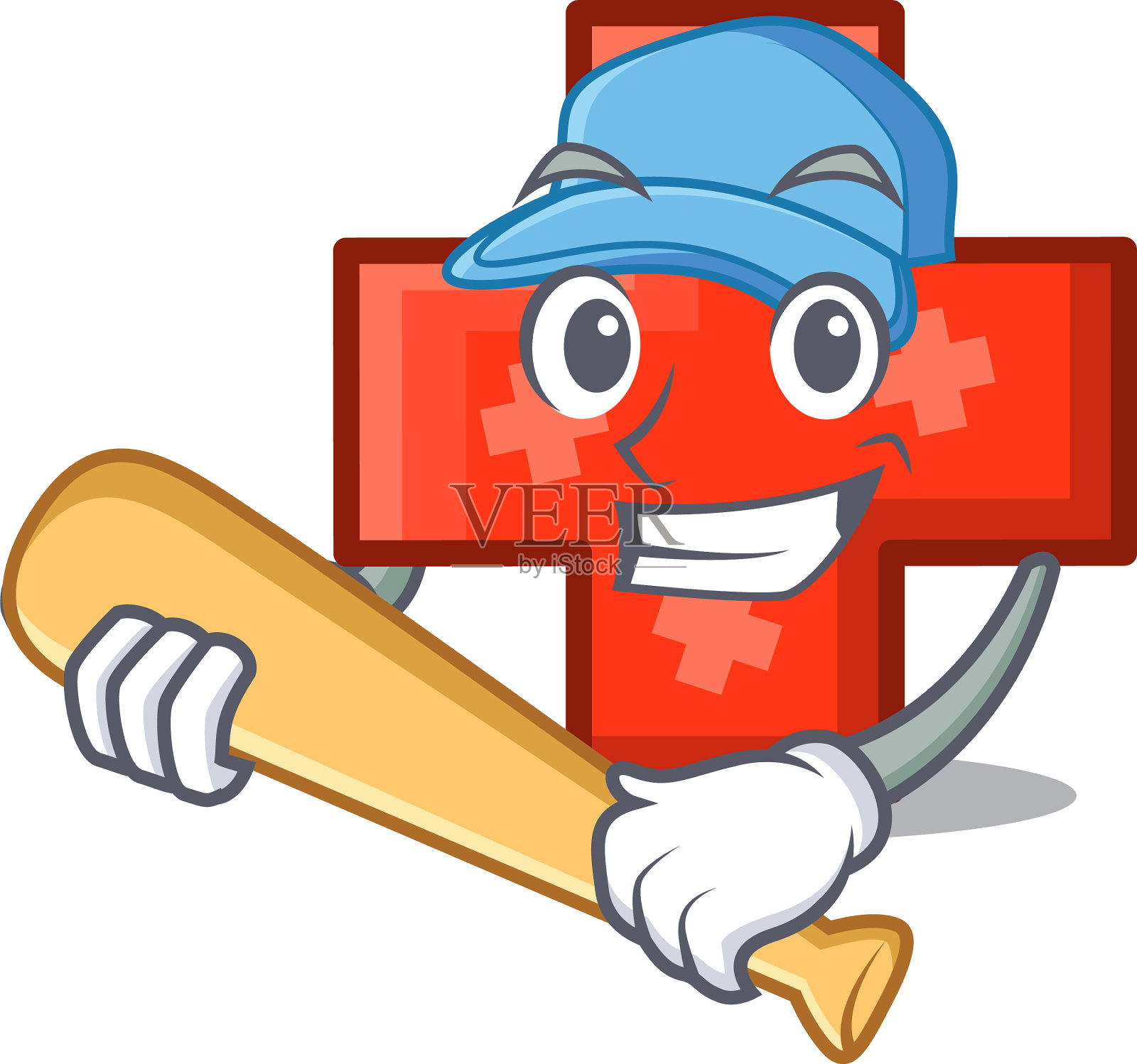 打棒球交叉人物卡通风格设计元素图片