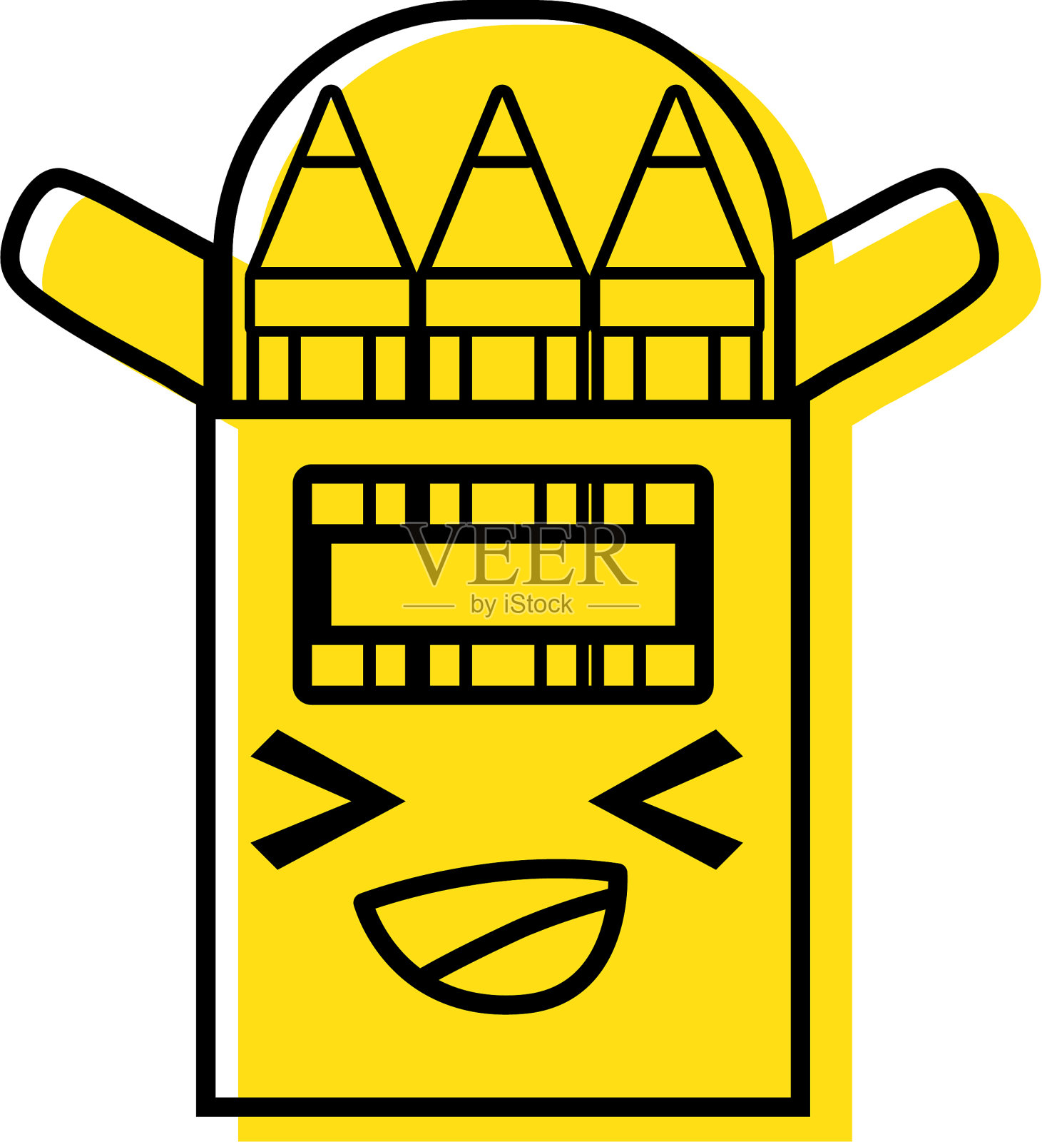 颜色快乐和可爱的彩色铅笔卡哇伊设计元素图片