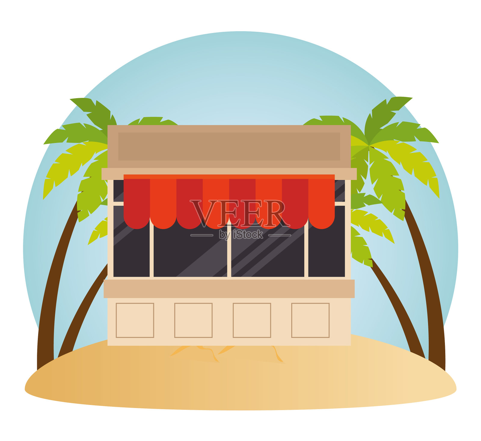 亭正面在海滩设计元素图片