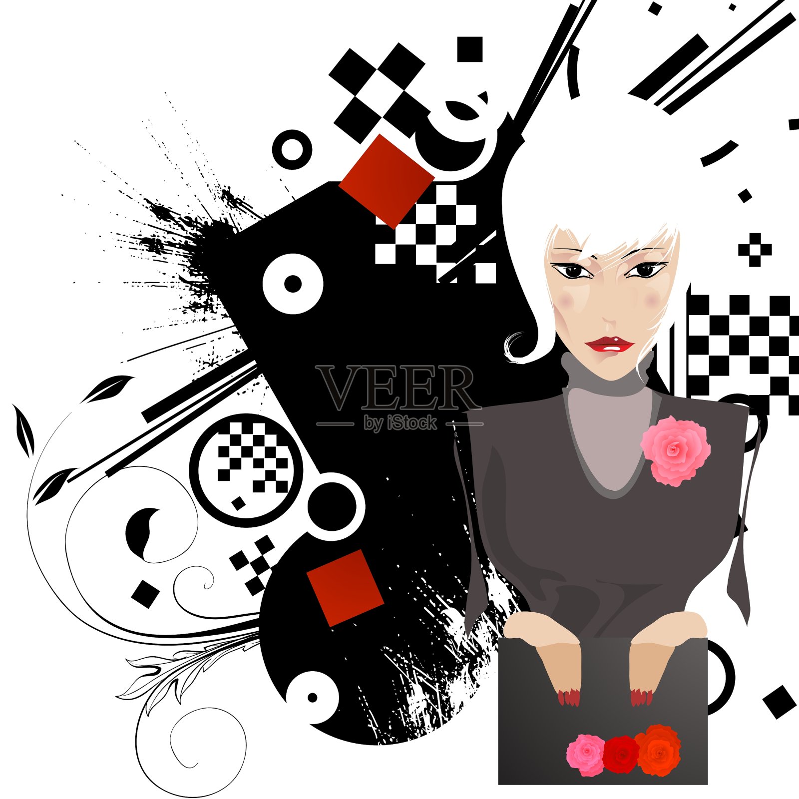 撅嘴夫人卡通设计元素图片