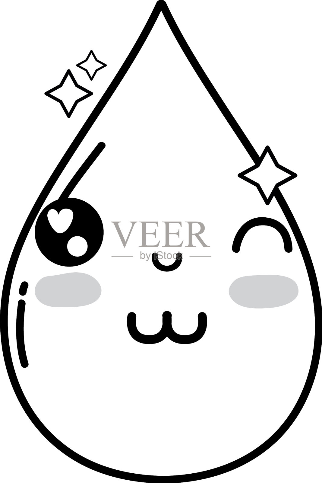 线卡哇伊可爱有趣的水滴设计元素图片