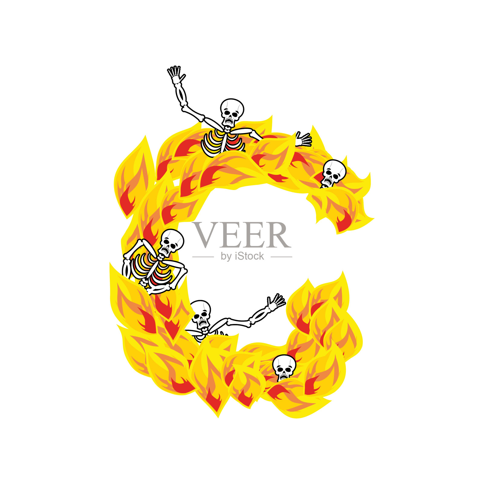 字母c地狱的火焰和罪人的洗礼设计元素图片