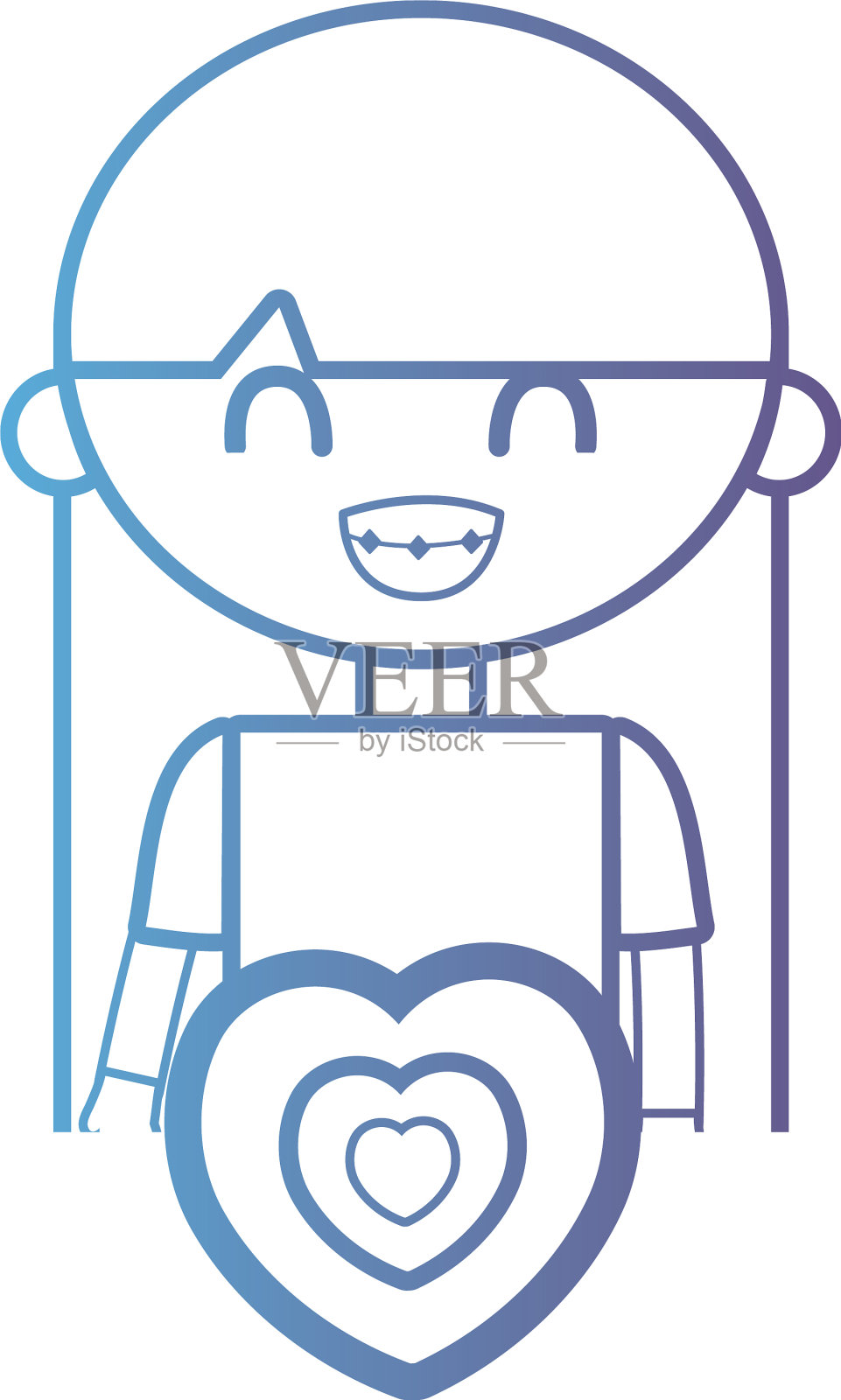 线女孩与t恤和发型设计设计元素图片