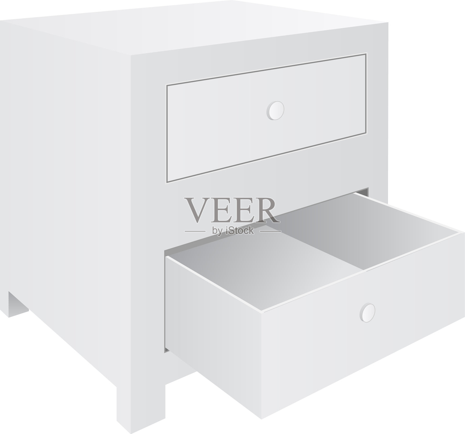 白色床头柜和两个抽屉的卧室设计元素图片