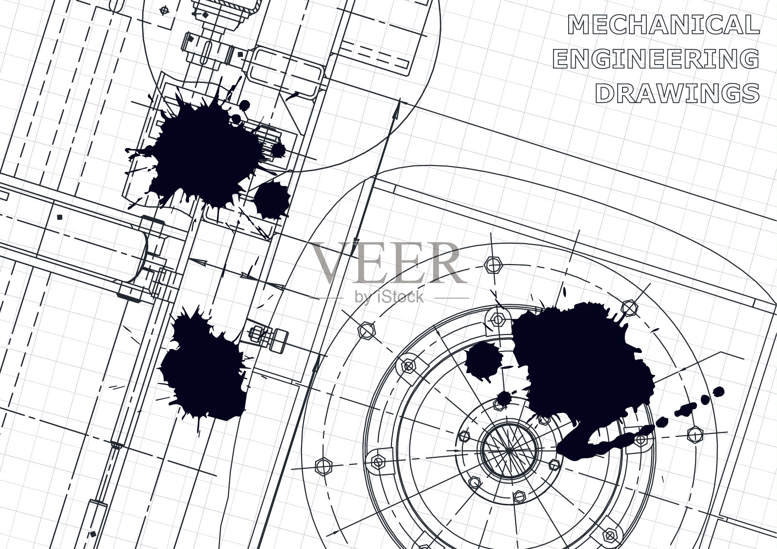 黑色的墨水。墨迹。机械的。仪器制造插画图片素材