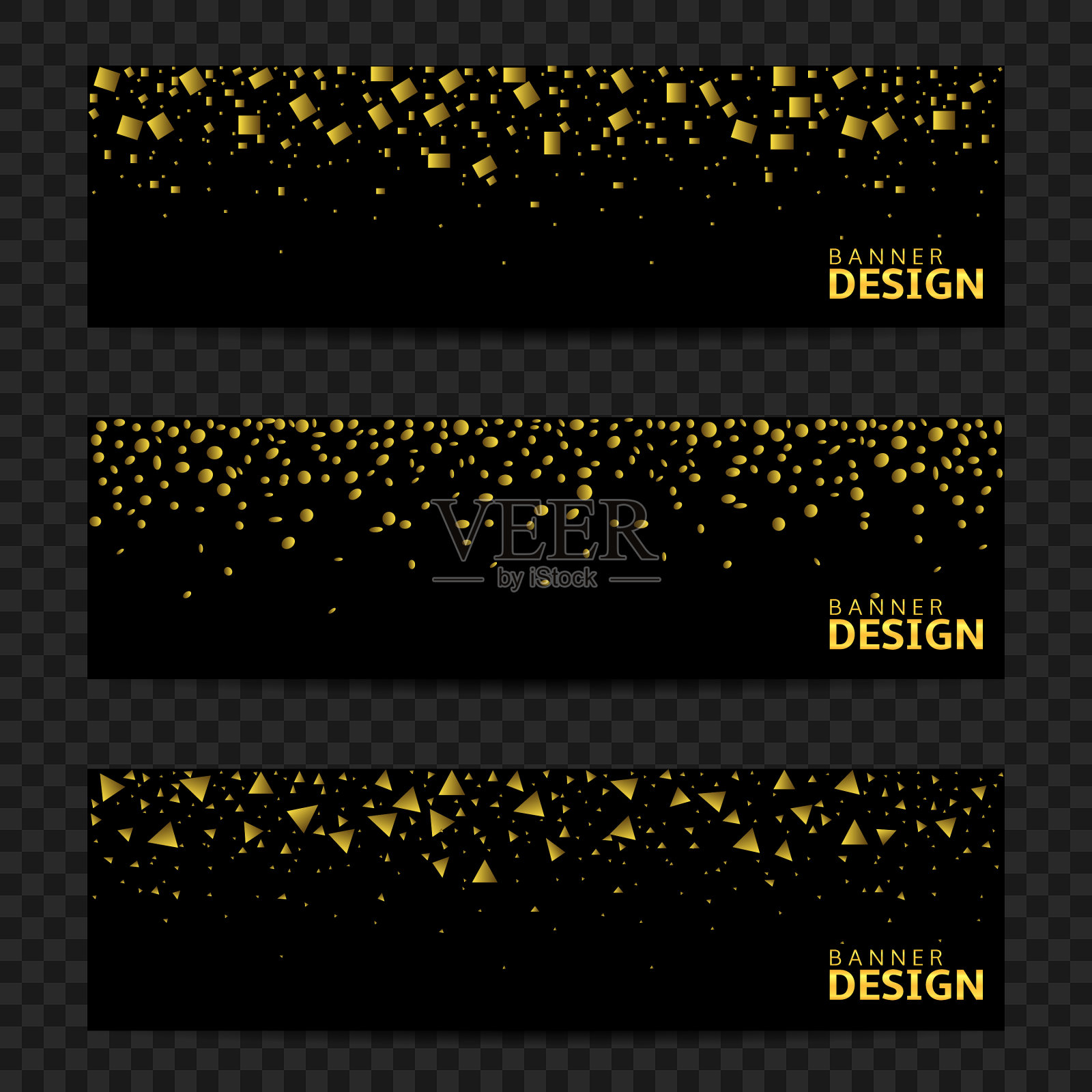 金色的五彩纸屑横幅设计模板素材