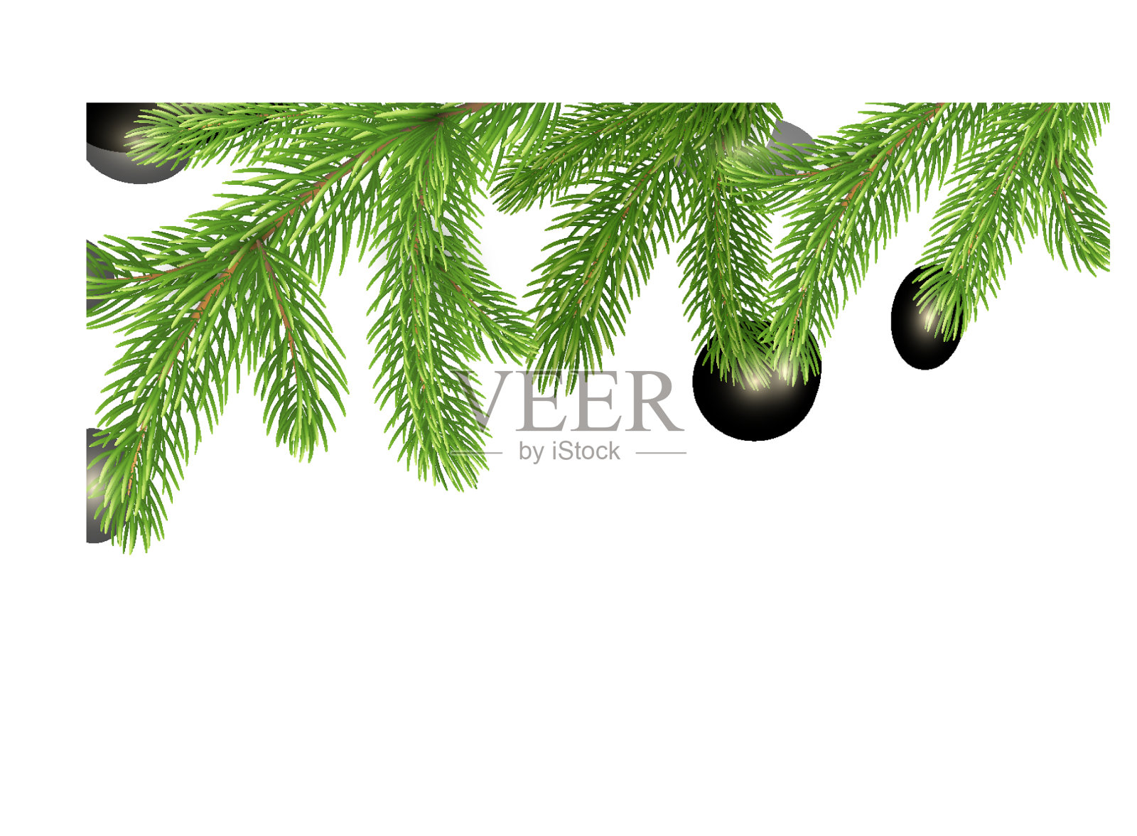 冷杉树枝边界圣诞树框架松树设计元素图片