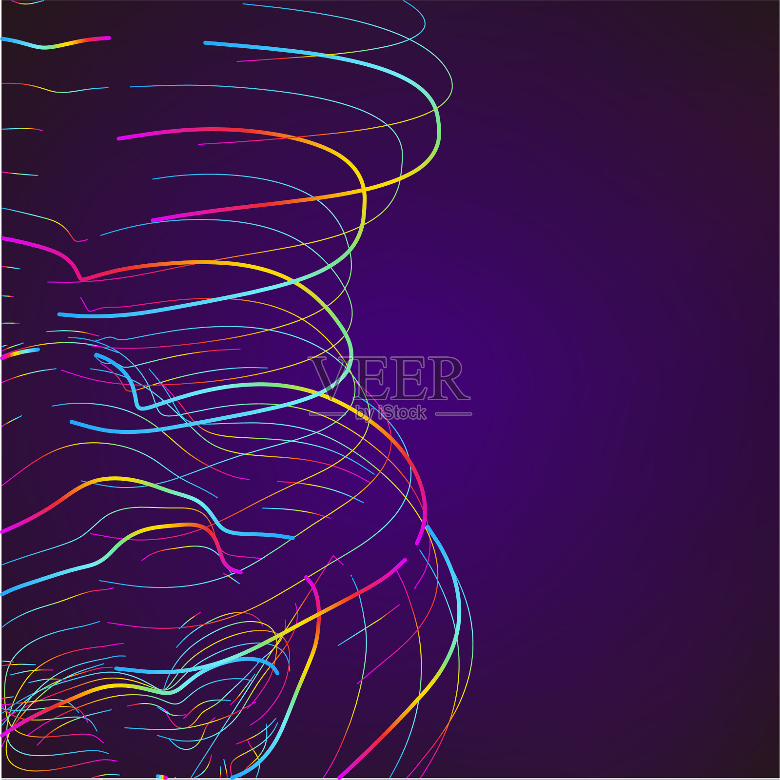 抽象的移动彩色线在黑暗的背景设计模板素材