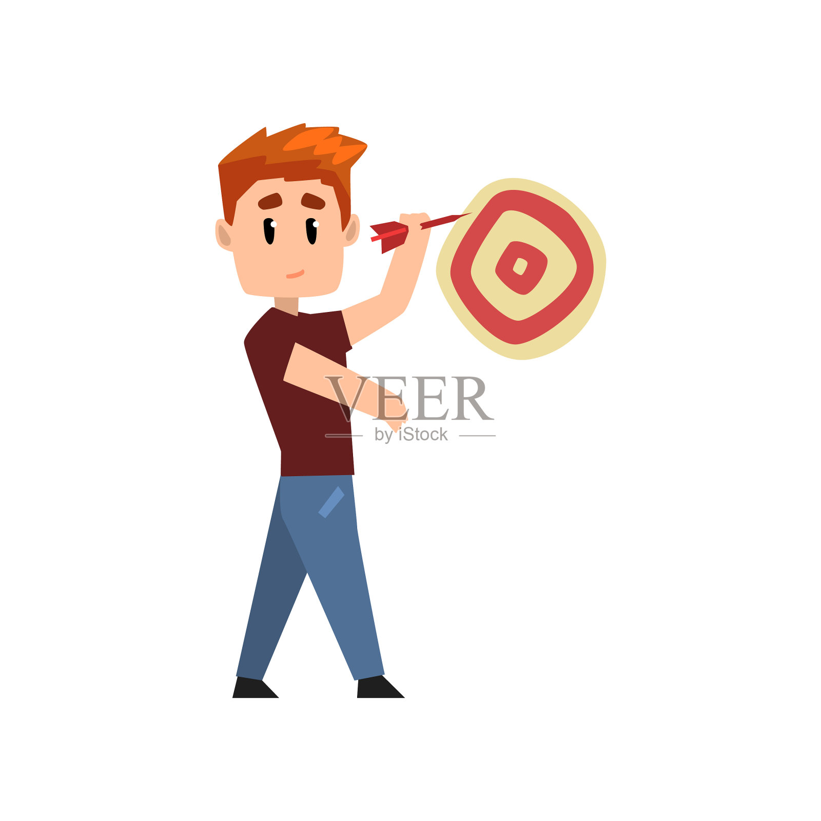 年轻人玩飞镖，男子用飞镖瞄准设计元素图片