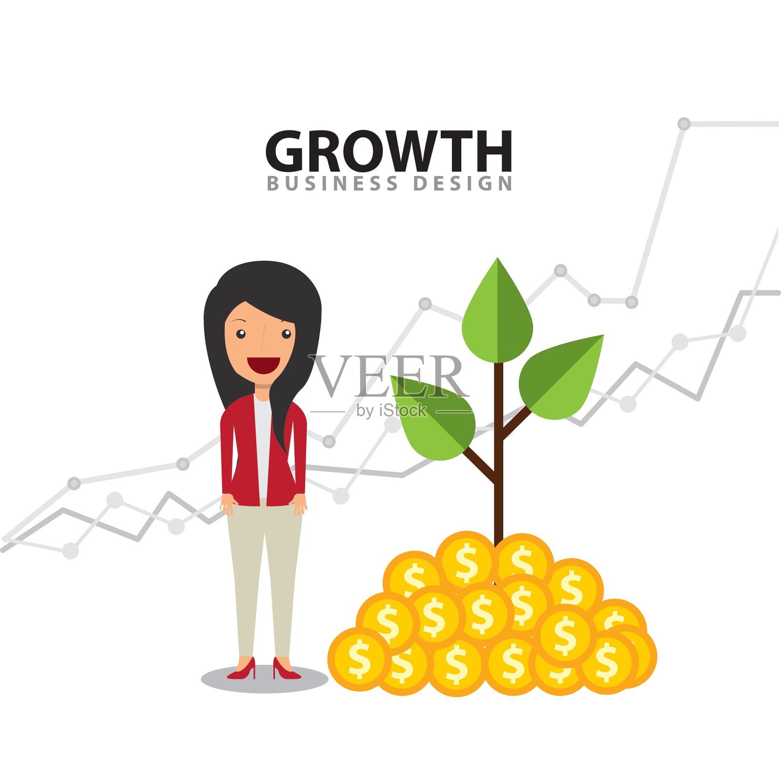 业务增长为扁平图标提供资金设计元素图片