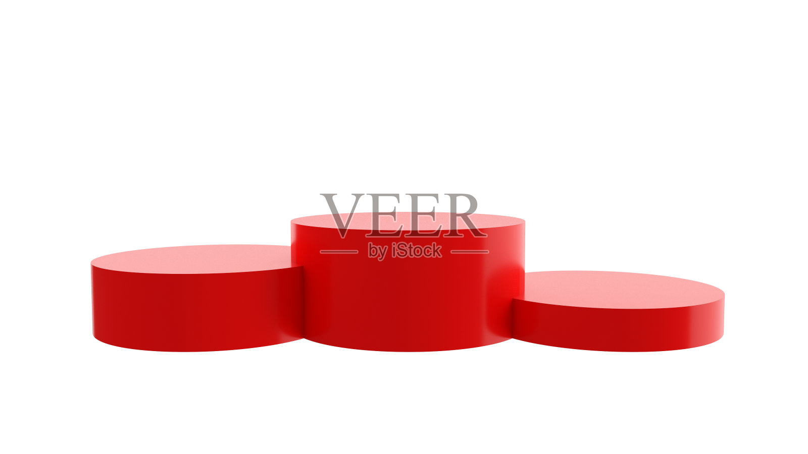 空领奖台体育奖项或奖励。体育场内比赛胜利的庆祝仪式展示，与白色背景隔离。3D抽象图照片摄影图片