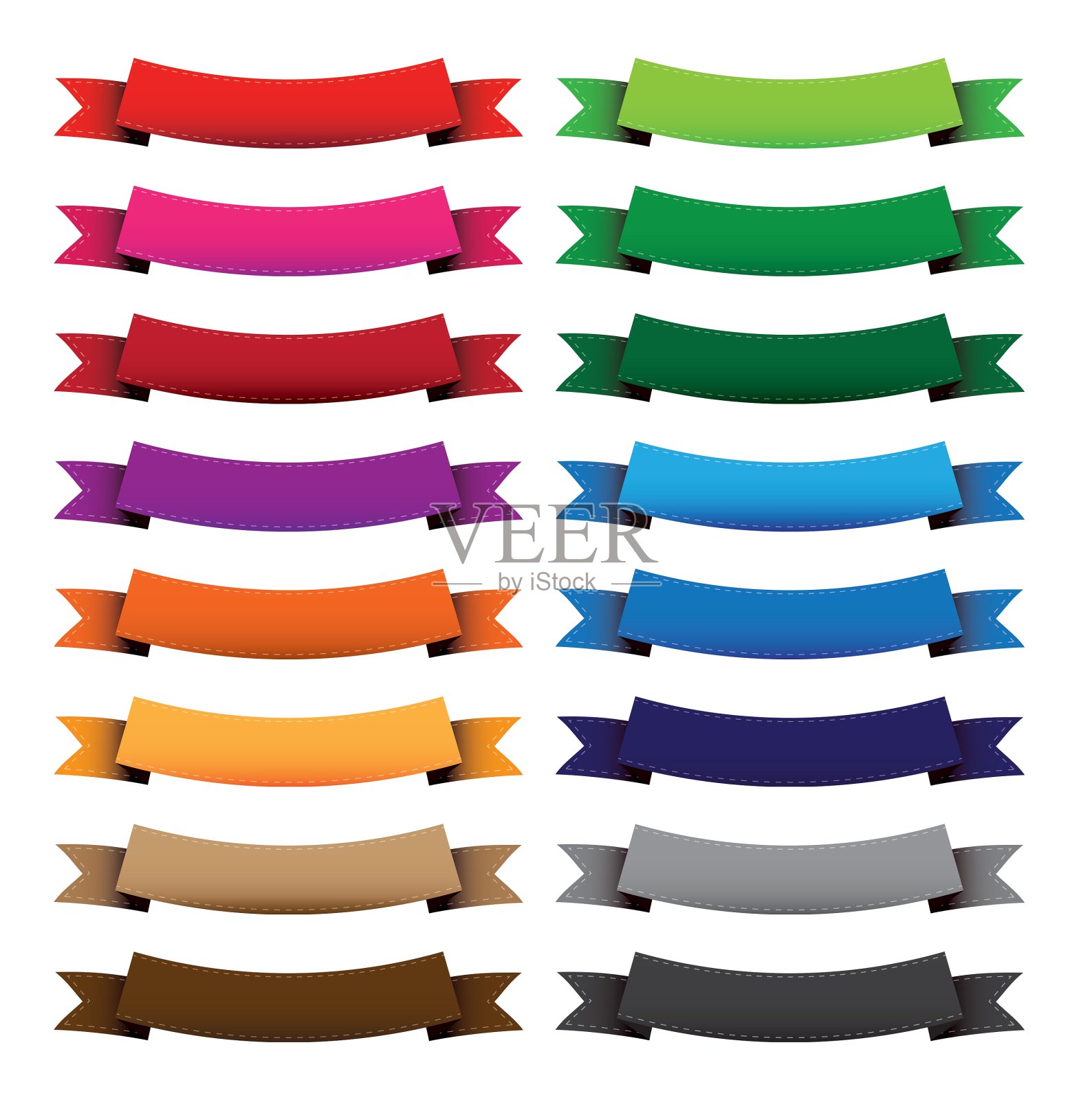 复古空丝带横幅集设计模板素材