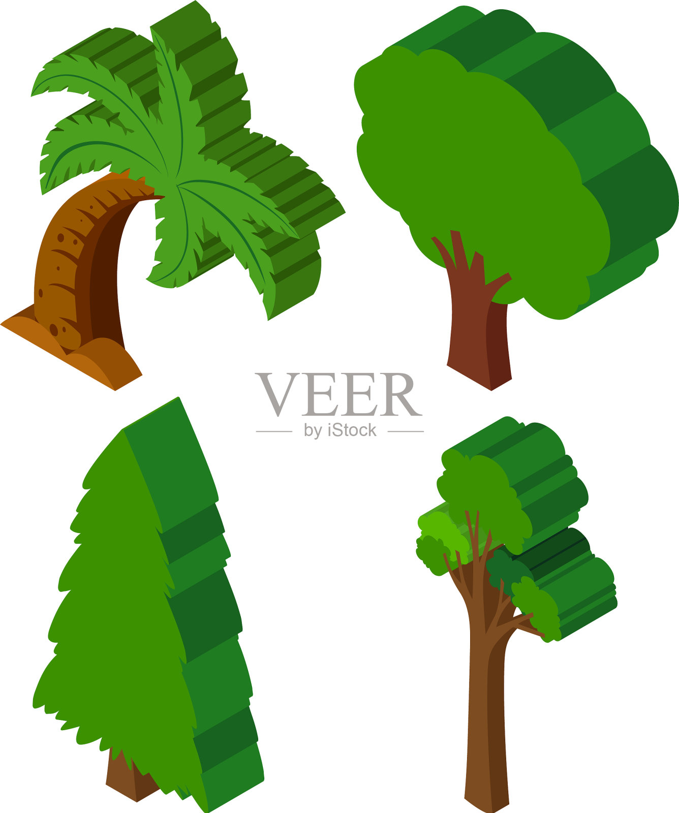 3d设计不同类型的树木设计元素图片