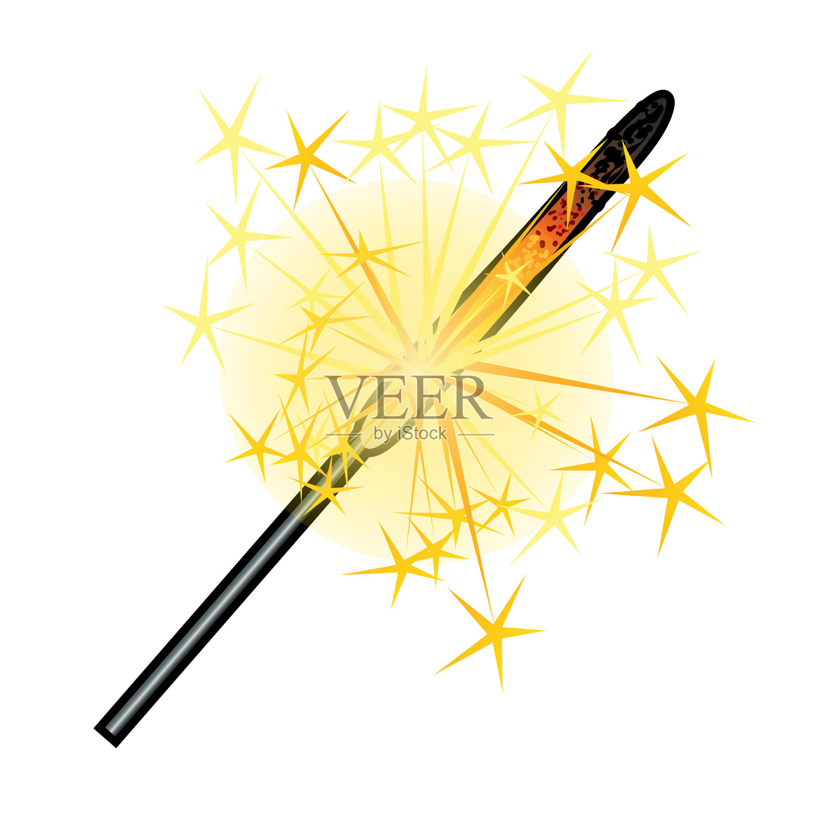 燃烧的火花孤立在白色背景上设计元素图片