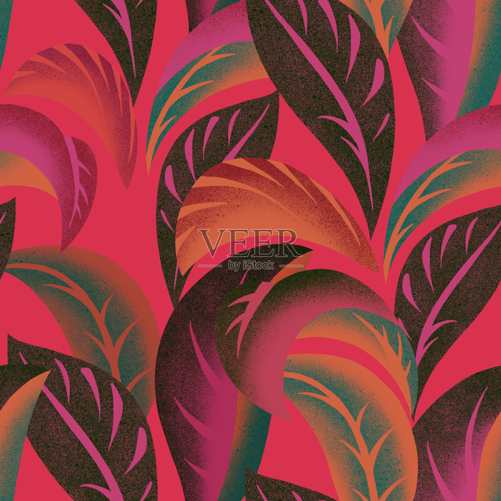 植物无缝图案的叶。叶子的背景。自然点缀插画图片素材