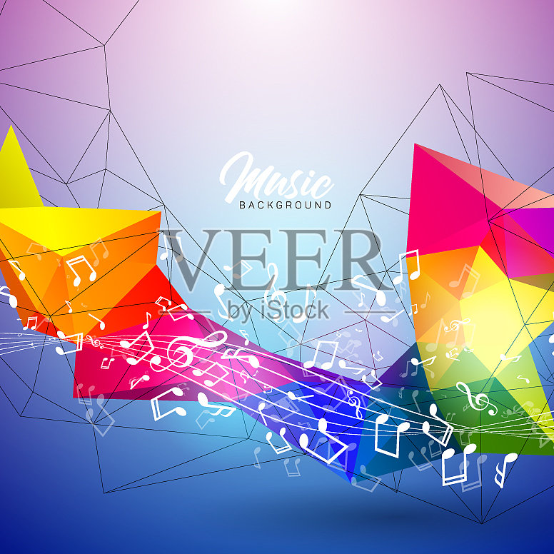 有下降音符的音乐设计模板素材