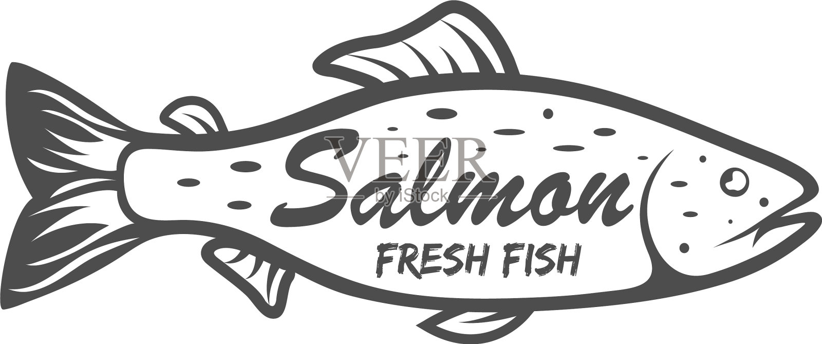 鲑鱼是一种典型的咸水鱼类，孤立在白色的表面设计元素图片