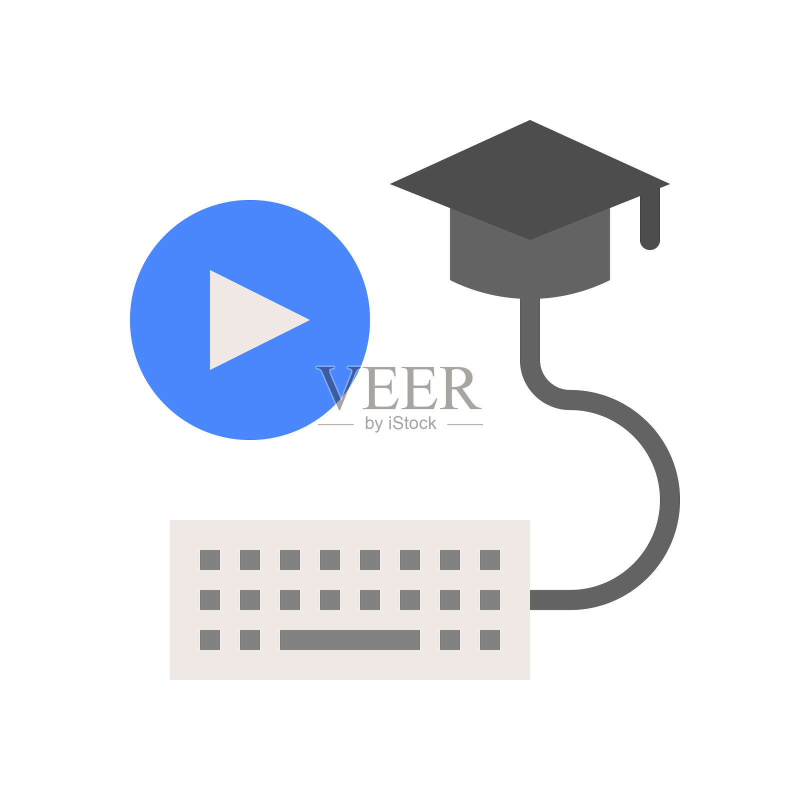 玩家按钮键盘和毕业帽e设计元素图片