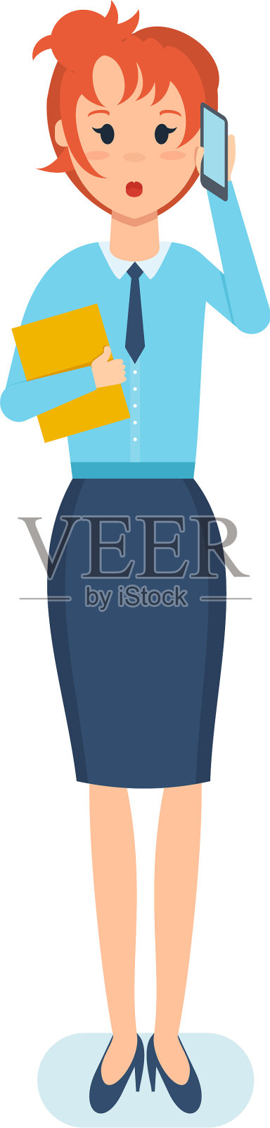 员工拿着文件打电话设计元素图片