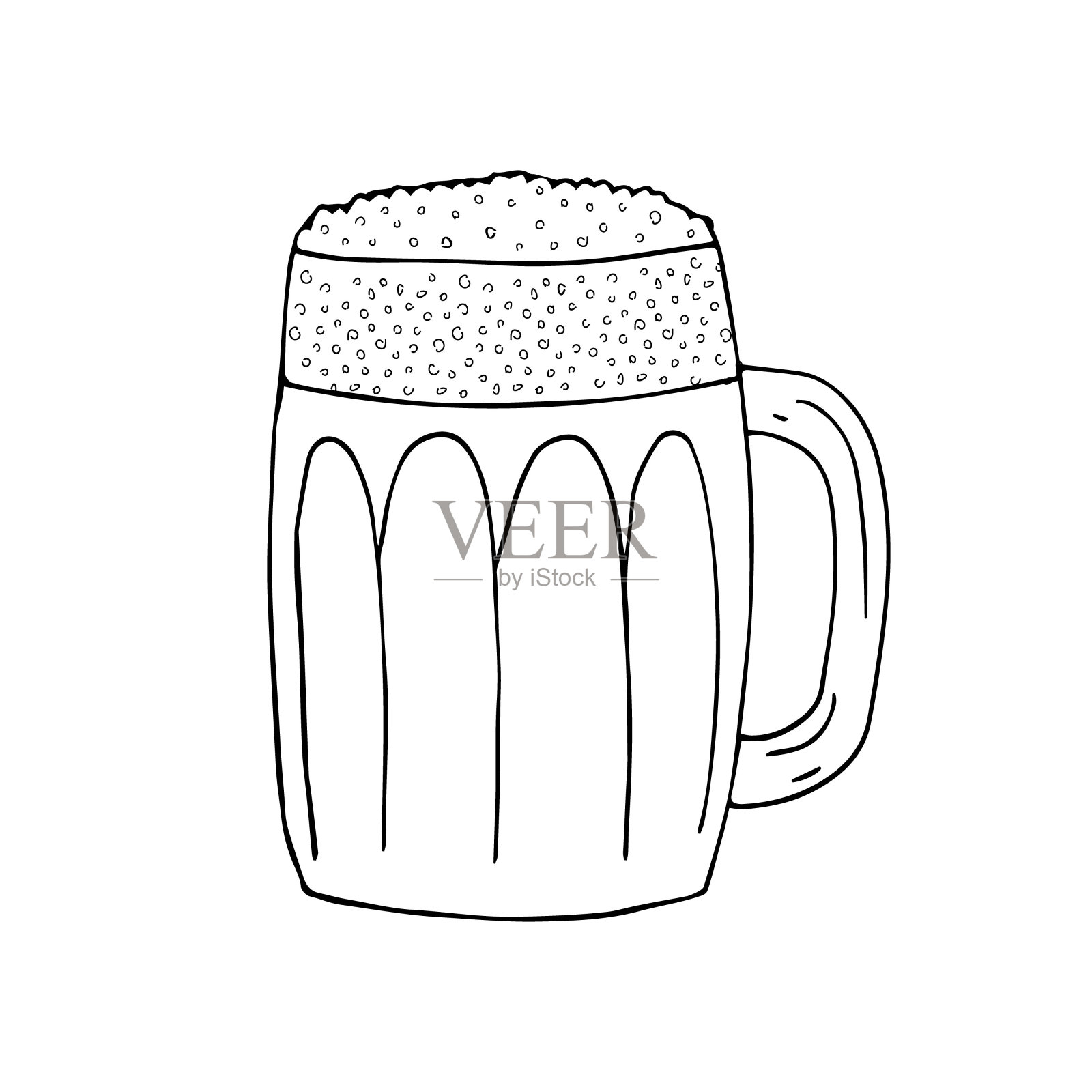 矢量手绘涂鸦素描啤酒杯插画图片素材