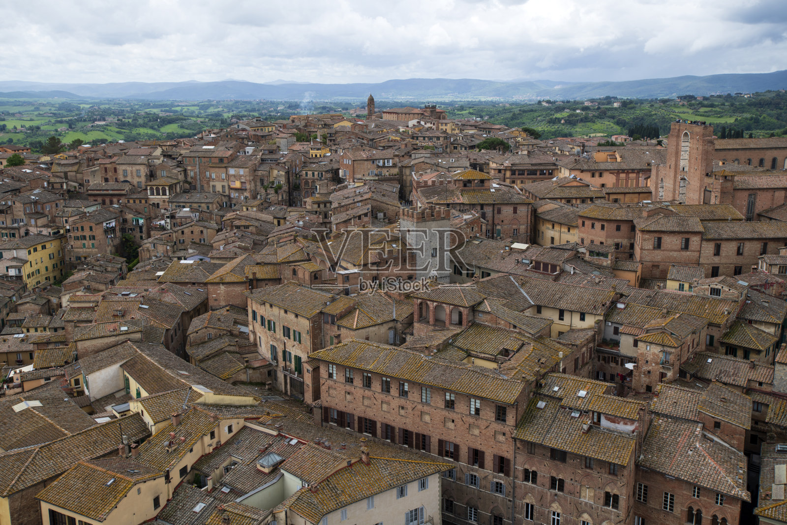 高角度的历史锡耶纳照片摄影图片