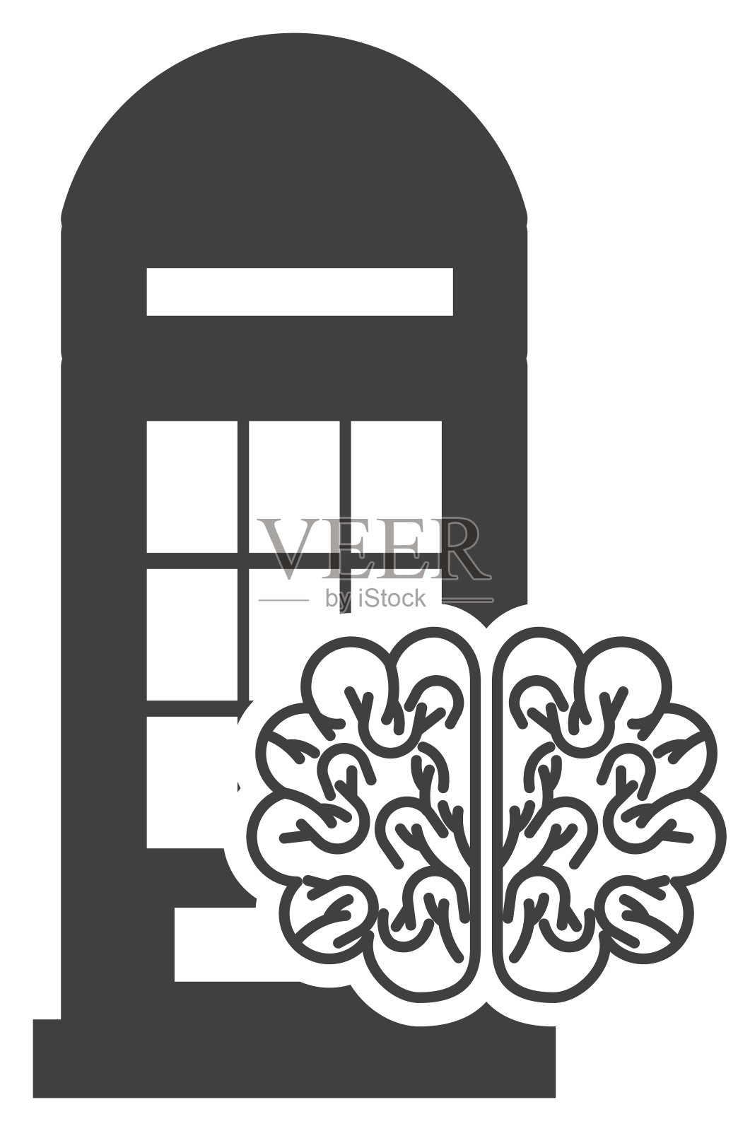 带有教育图标的伦敦电话亭设计元素图片