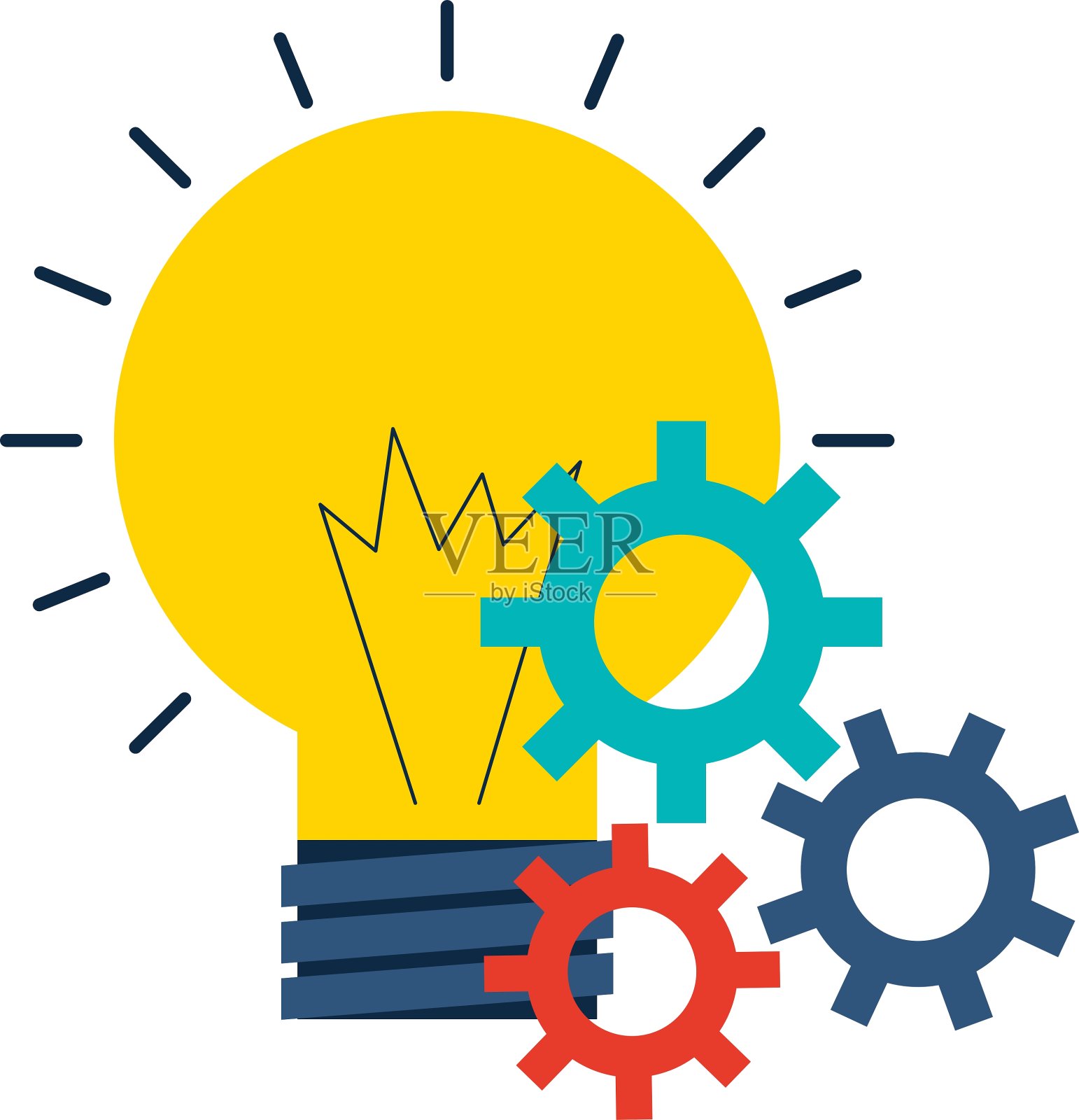 带有商业图标的灯泡设计元素图片