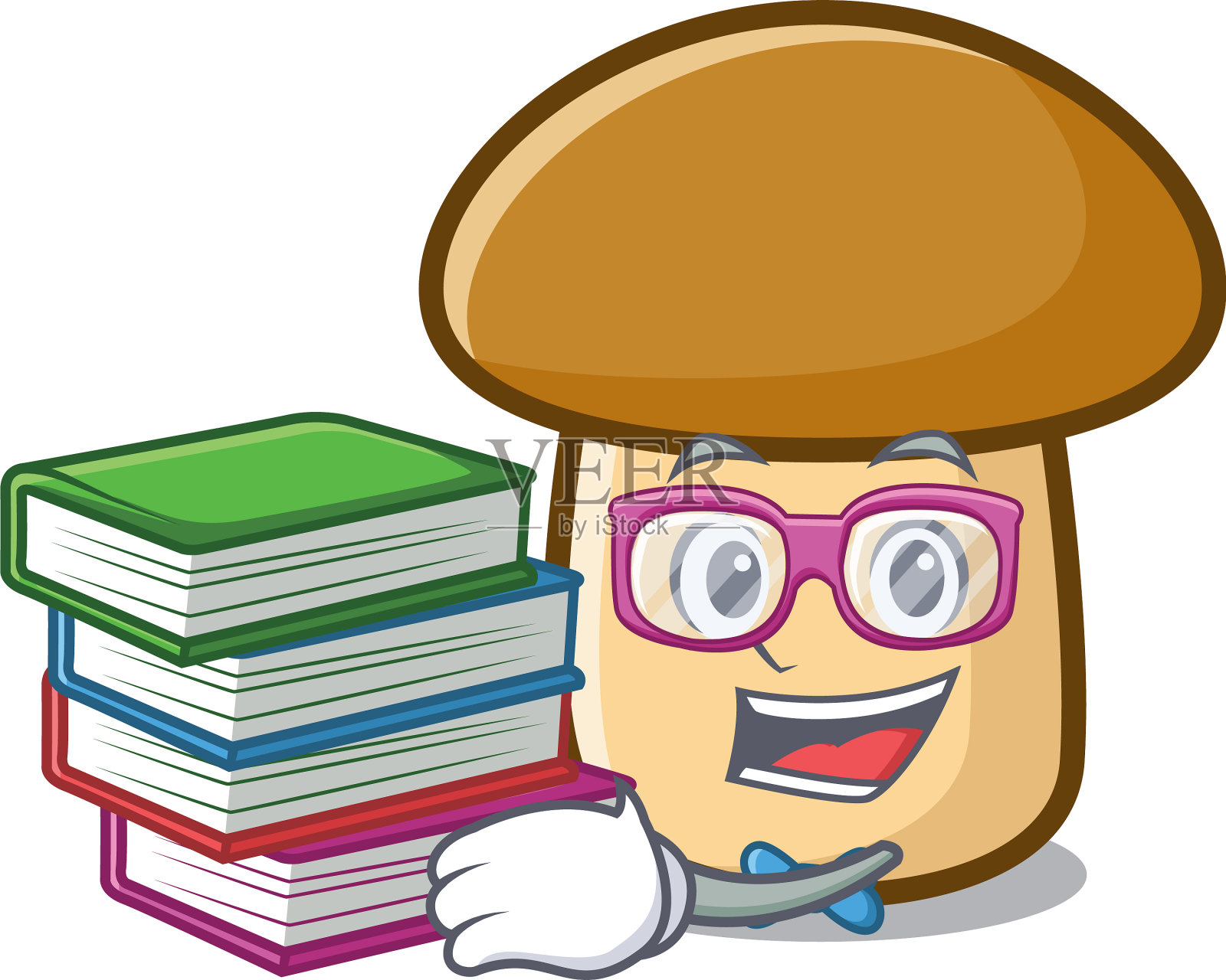 学生与书牛肝菌吉祥物卡通设计元素图片