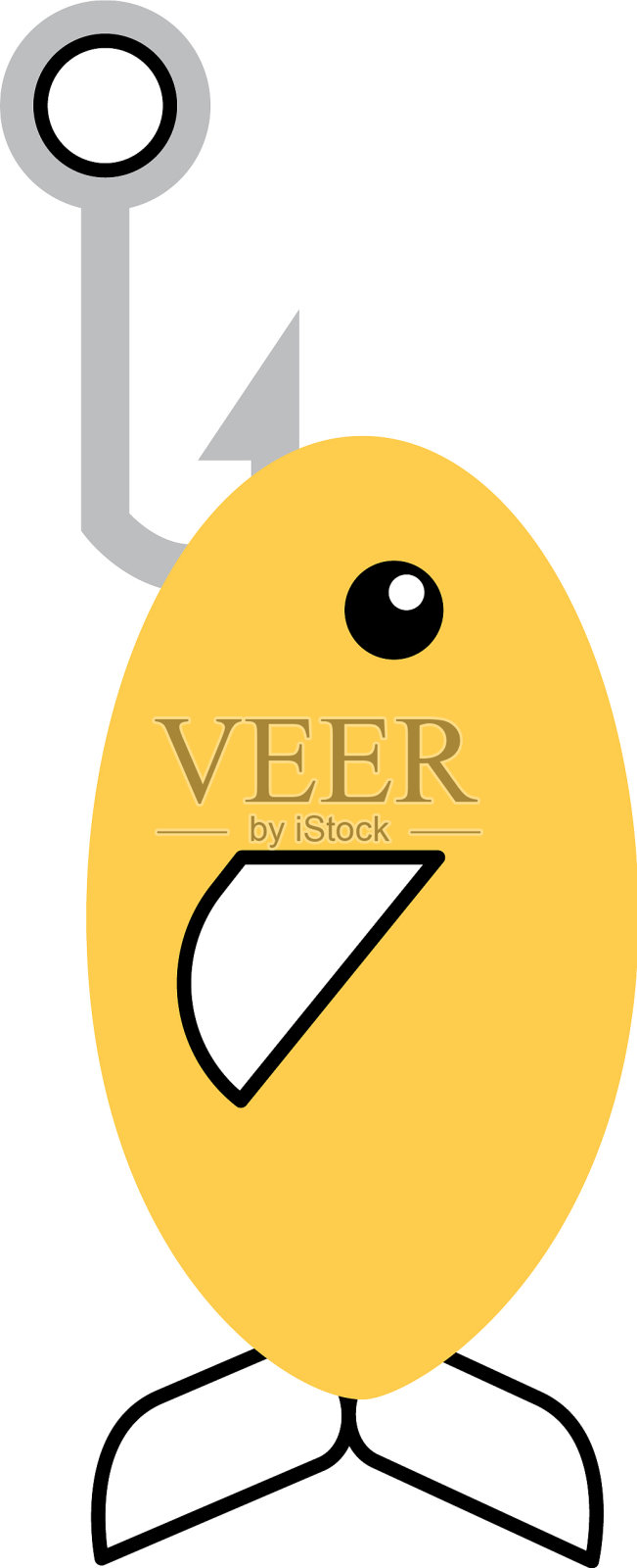 鱼钩与鱼的图标设计元素图片