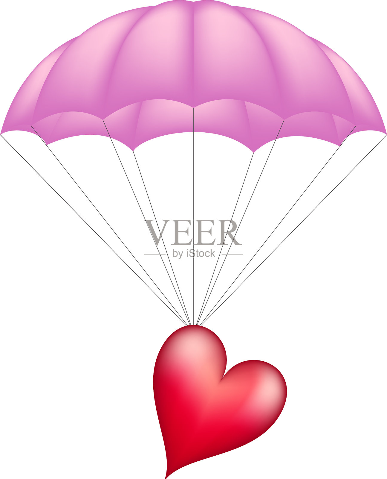 粉色降落伞上的心设计元素图片