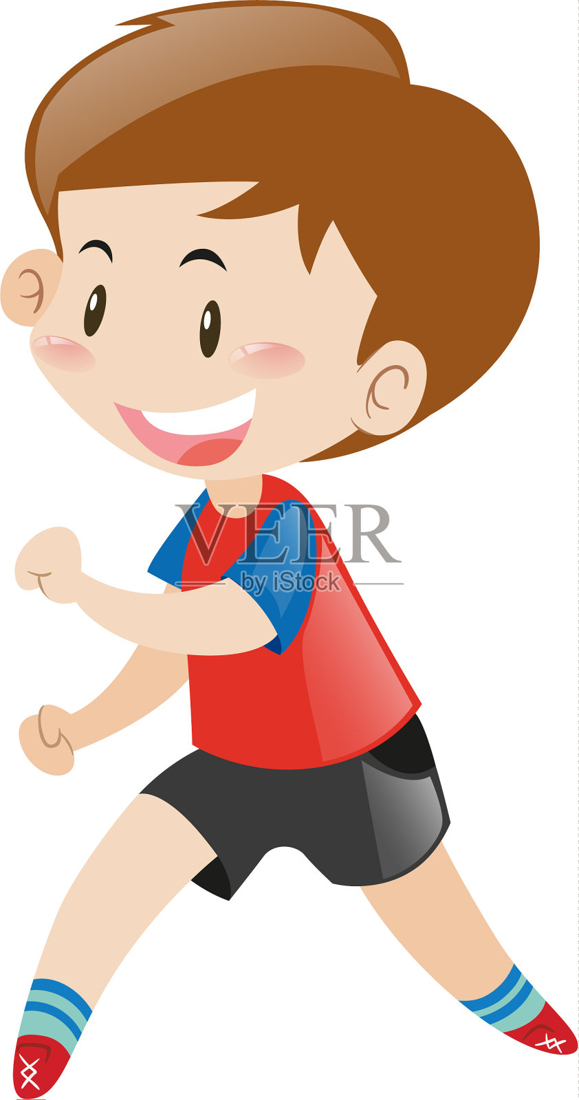 穿红衬衫的小男孩在跑步设计元素图片