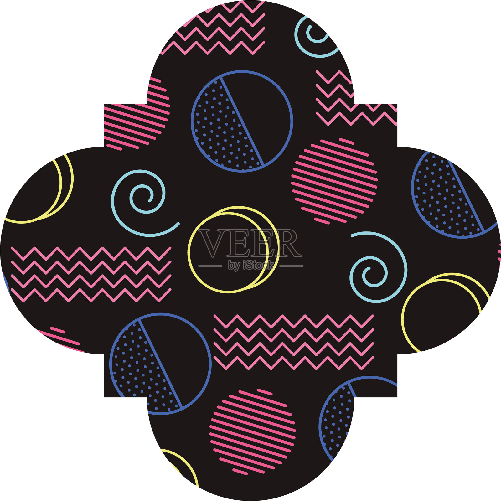 无缝图案标签形状与几何设计元素图片