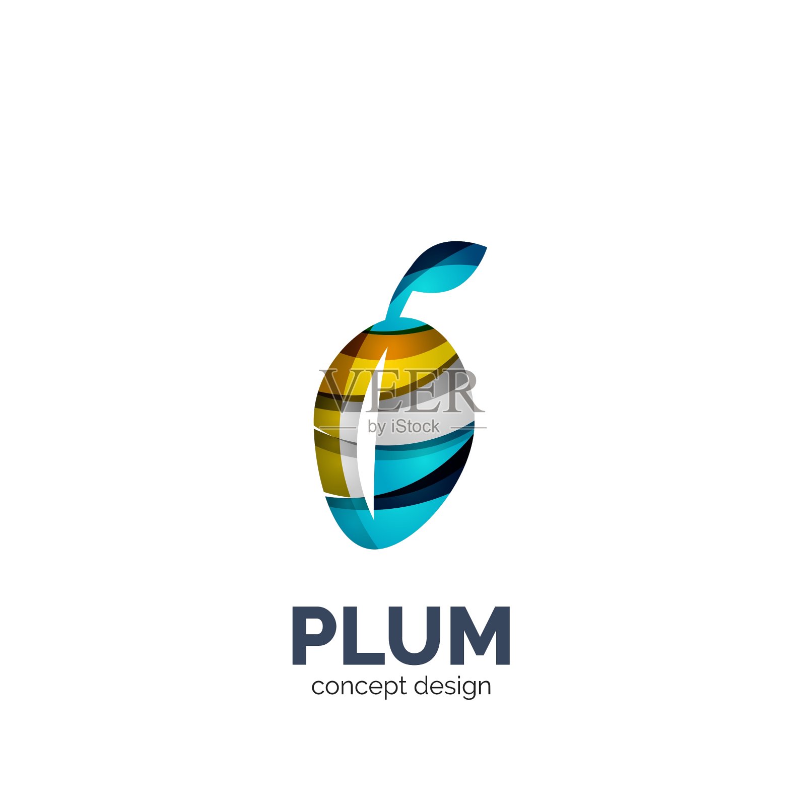 创意抽象的李子水果标志设计元素图片