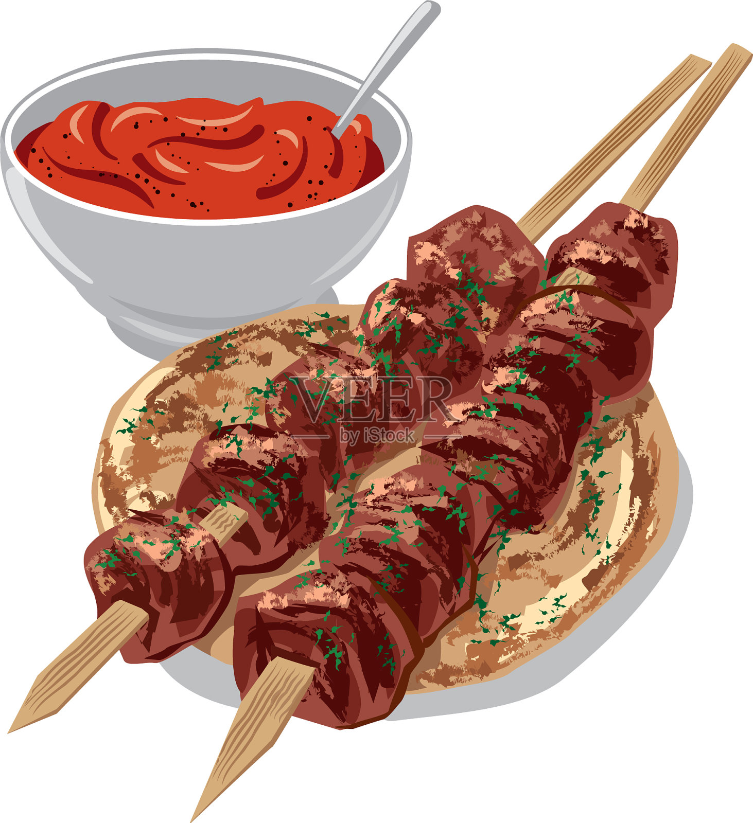 烤肉串和酱设计元素图片