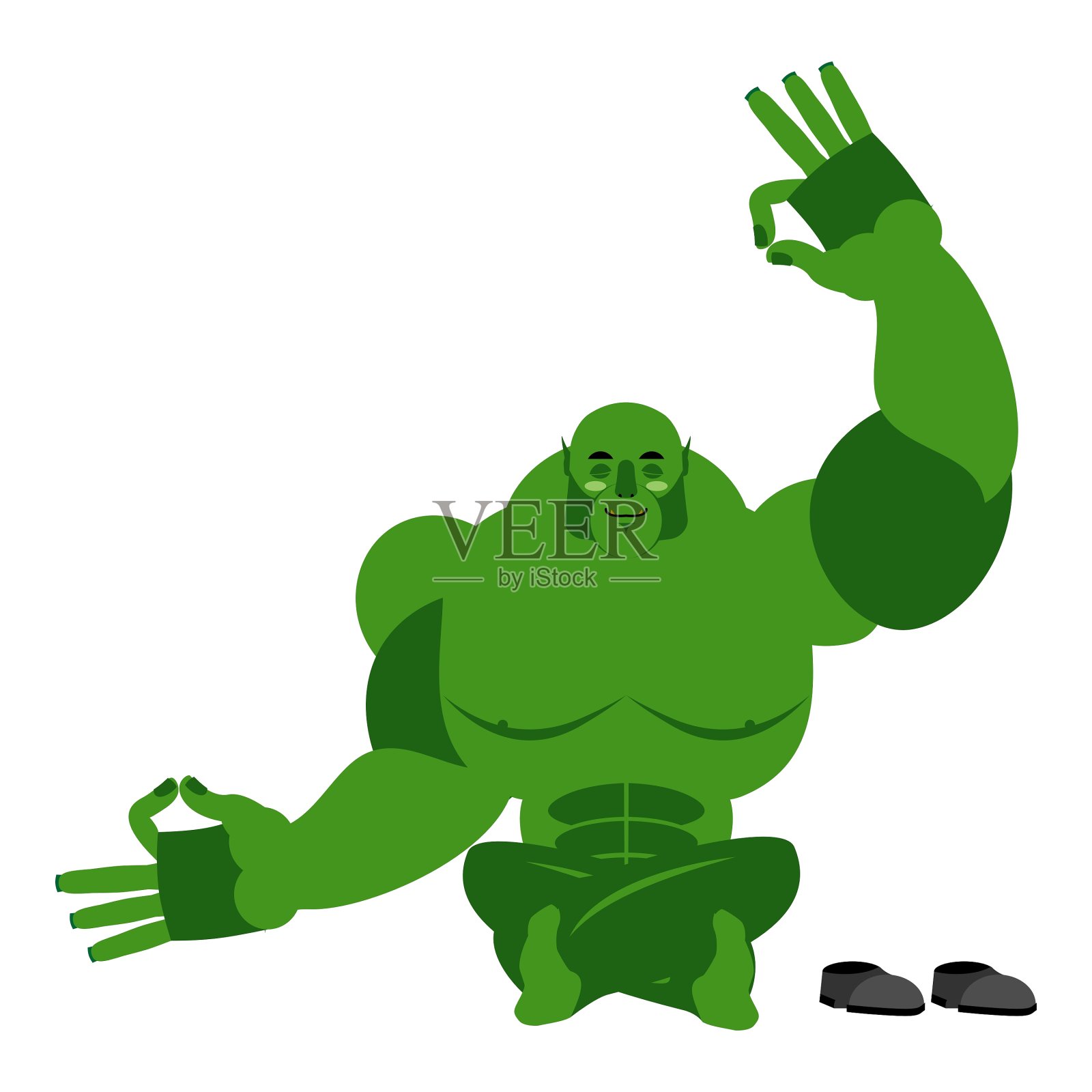 食人魔沉思地精在白色背景状态设计元素图片