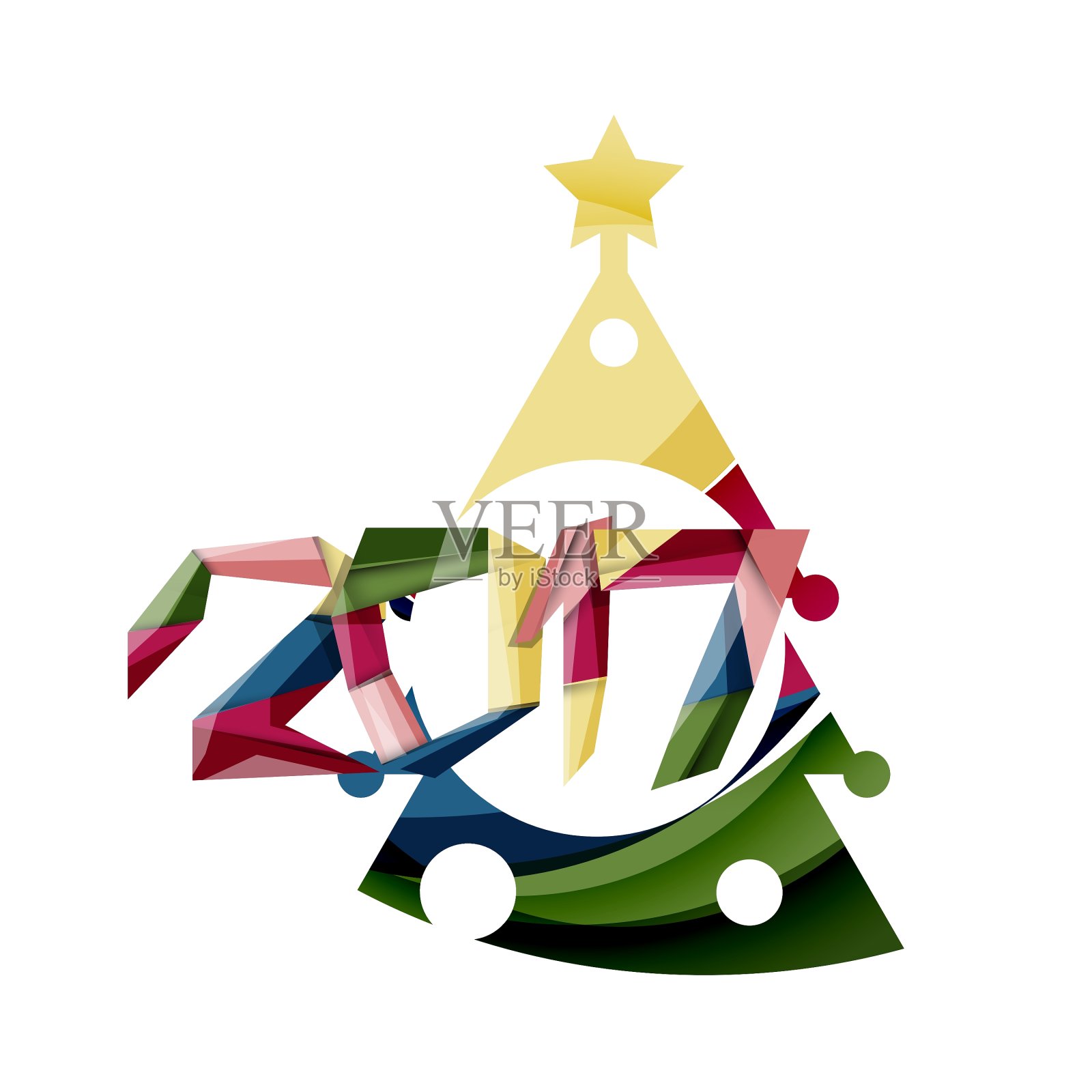 圣诞树新年横幅元素设计元素图片