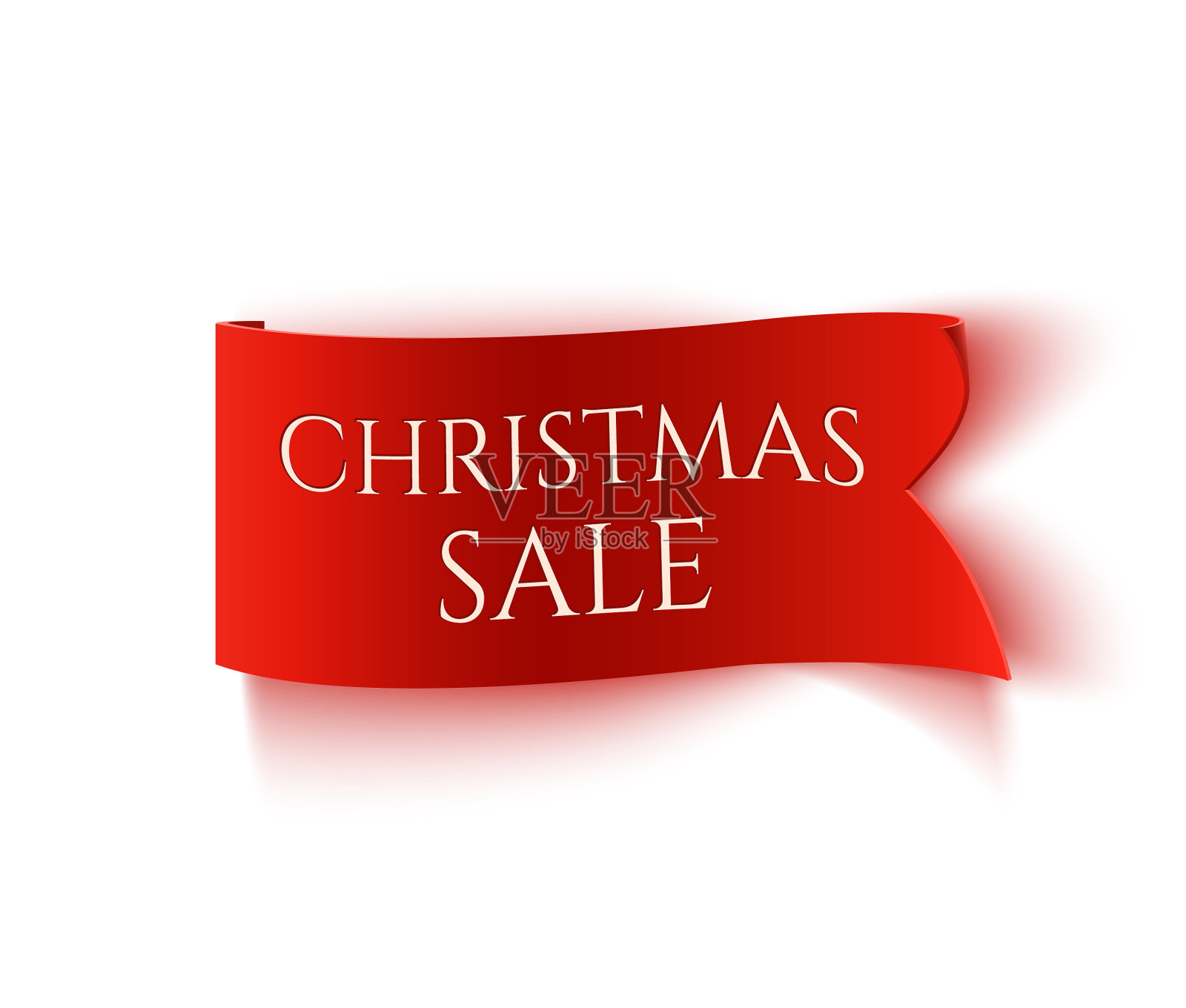 圣诞节销售红色现实的纸横幅设计元素图片