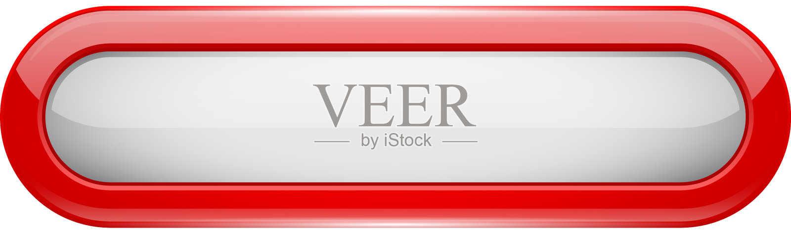 白色菜单按钮与红色框架椭圆形玻璃3d图标素材