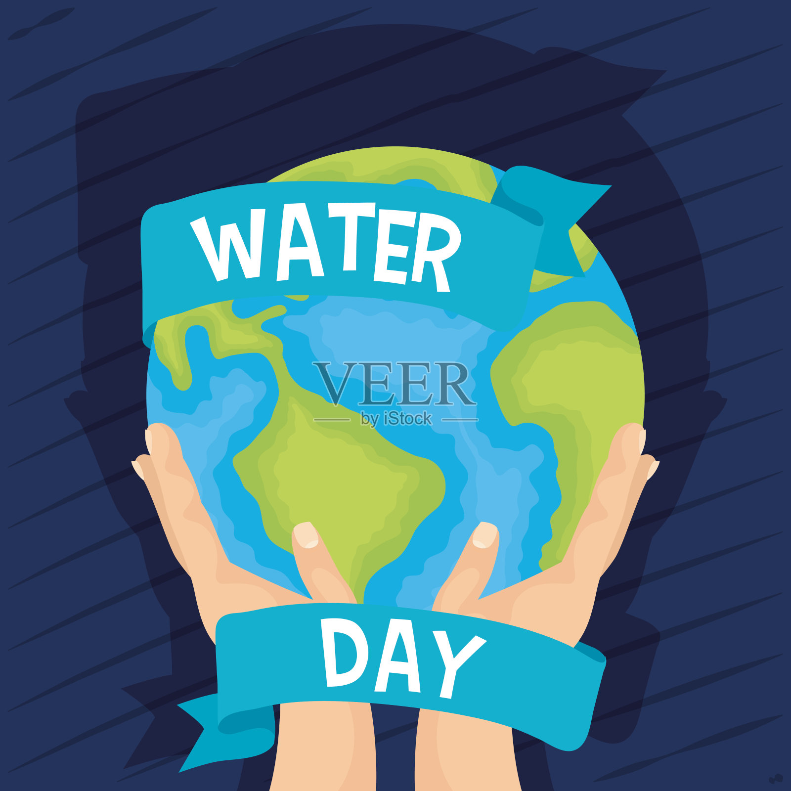 水日海报用手举起世界地球地球设计元素图片