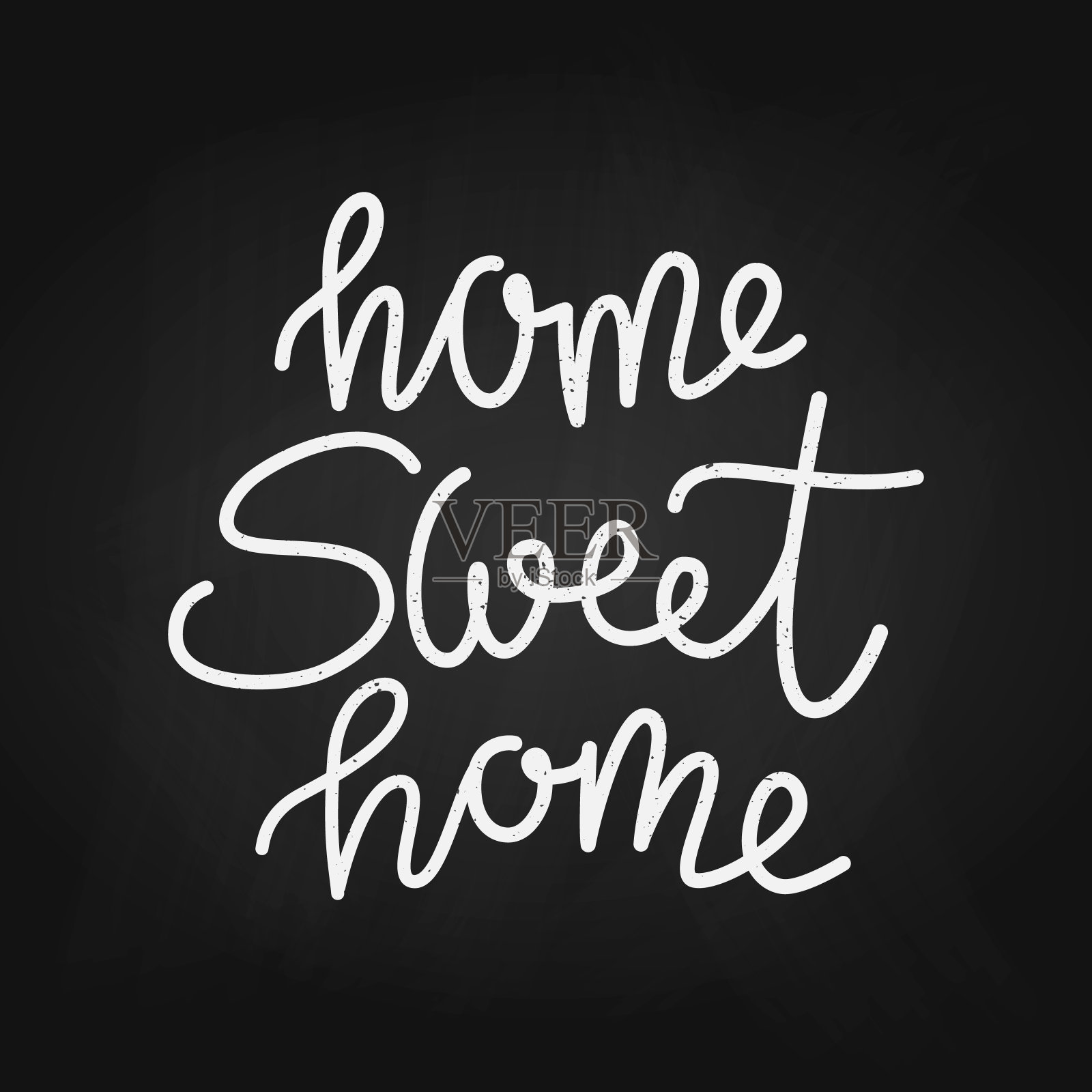 甜蜜的家在黑色的背景上，手写字母插画图片素材