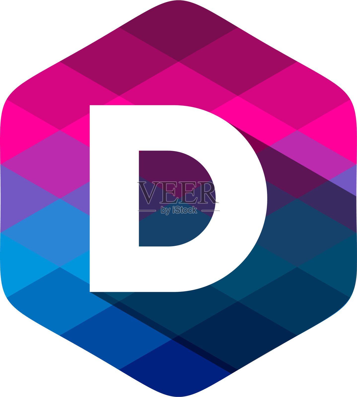 D像素六边形字母阴影标志图标设计设计元素图片