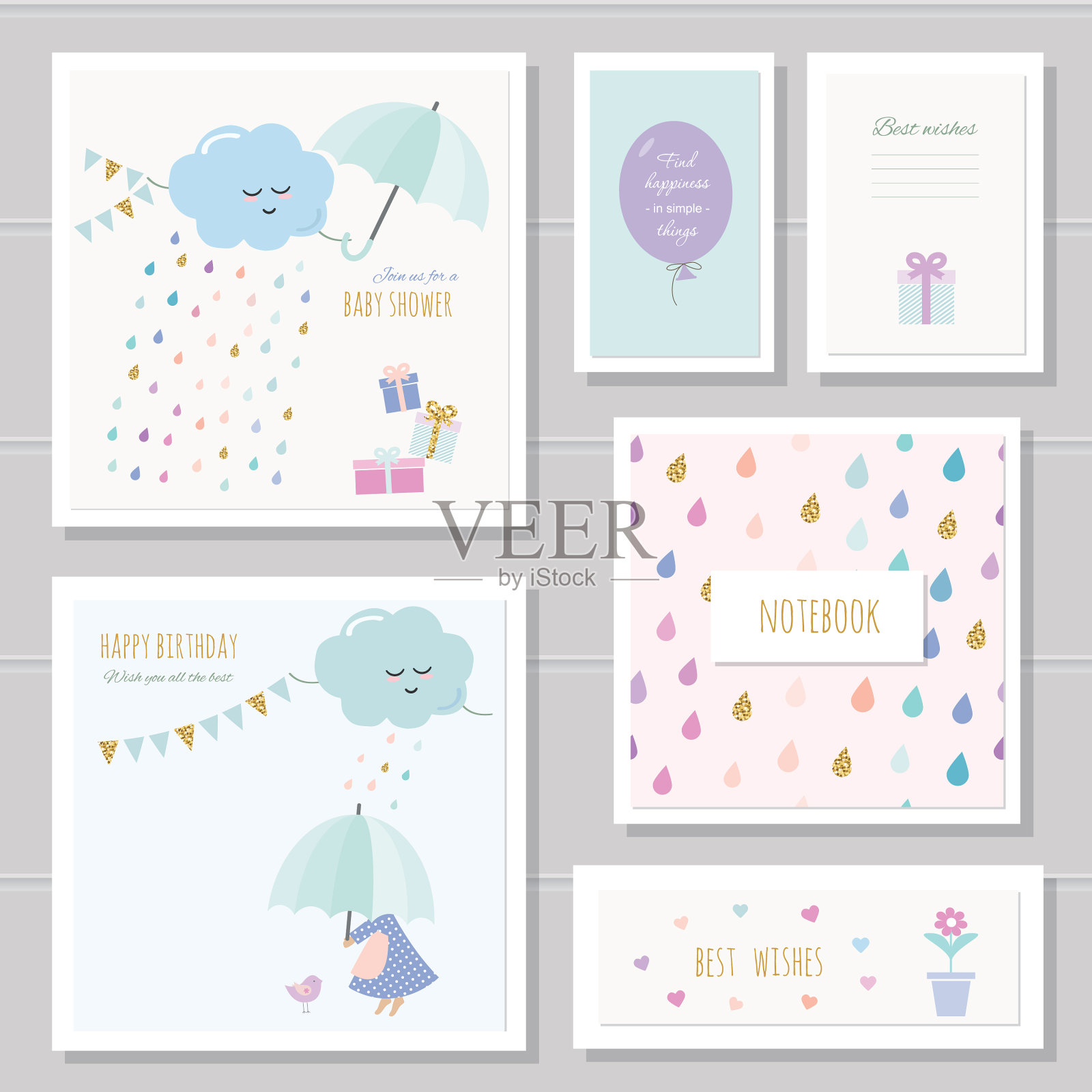 给女孩的可爱卡片也可以用于迎婴派对设计模板素材