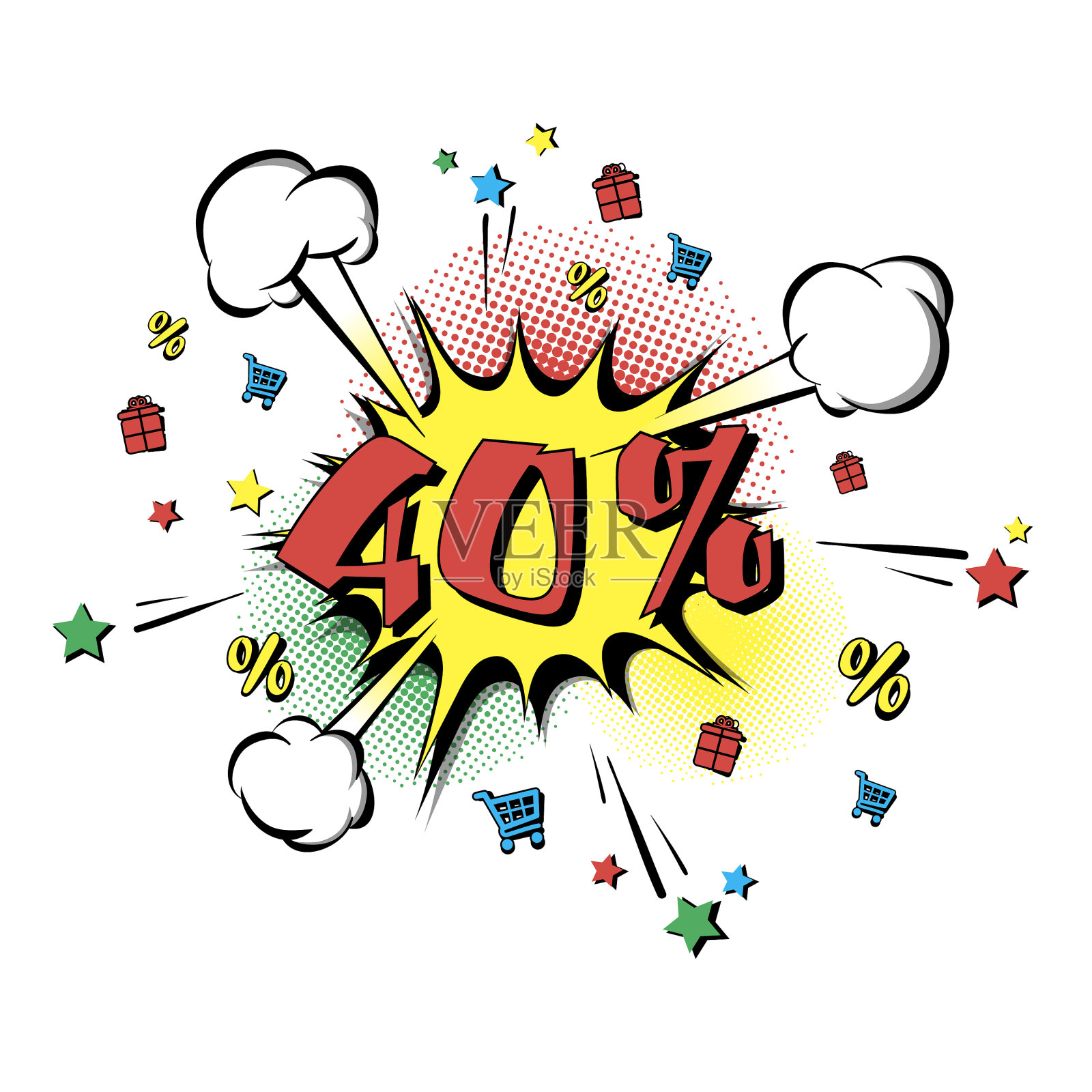 折扣40%流行艺术复古风格设计元素图片